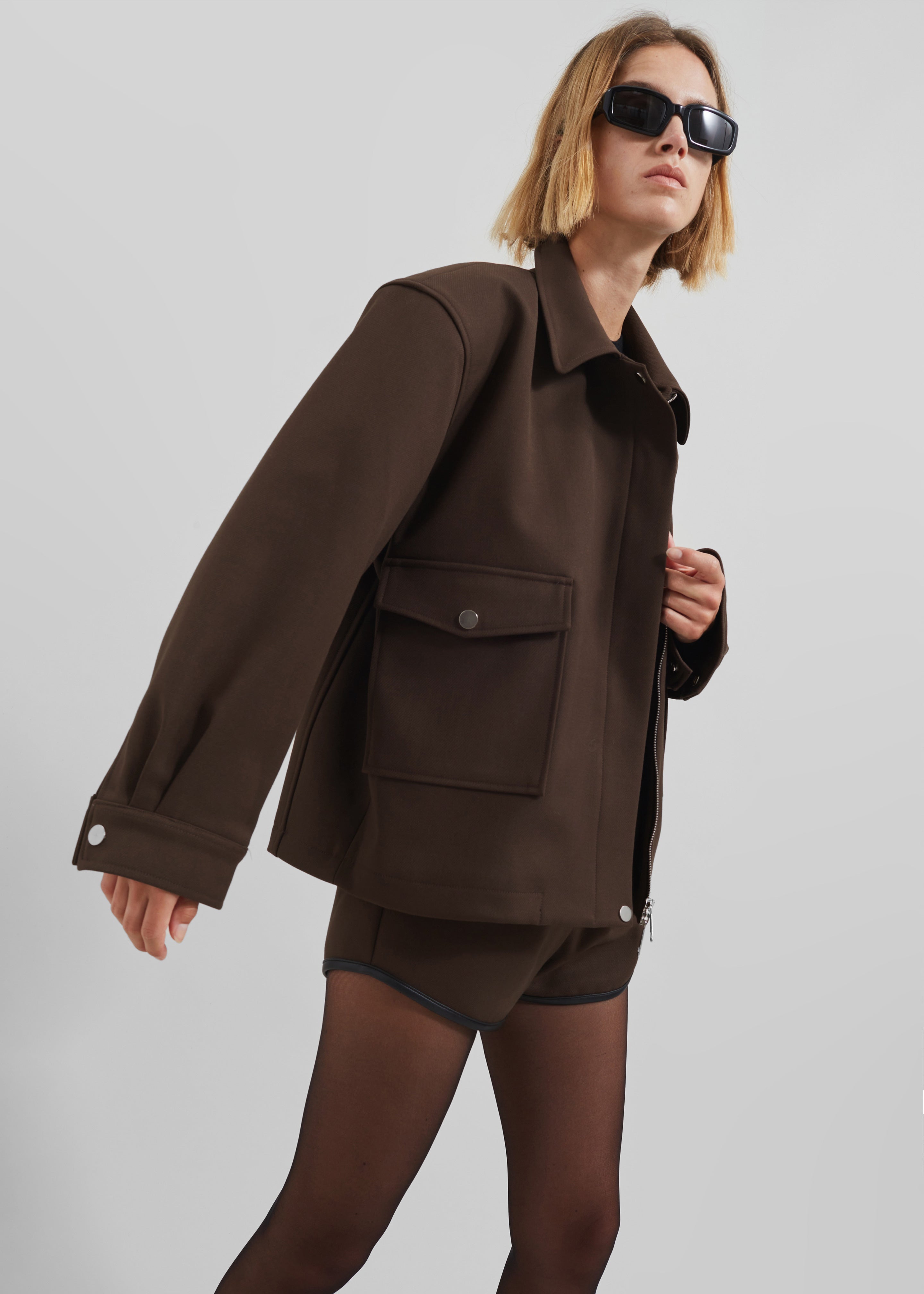 Neri Cropped Jacket - Brown - 2