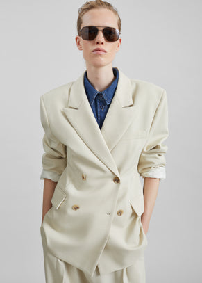 Neria Double Breasted Blazer - Light Beige