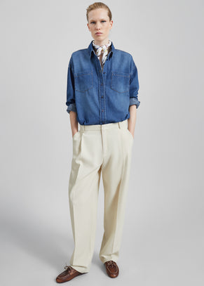 Neria Pleated Trousers - Light Beige