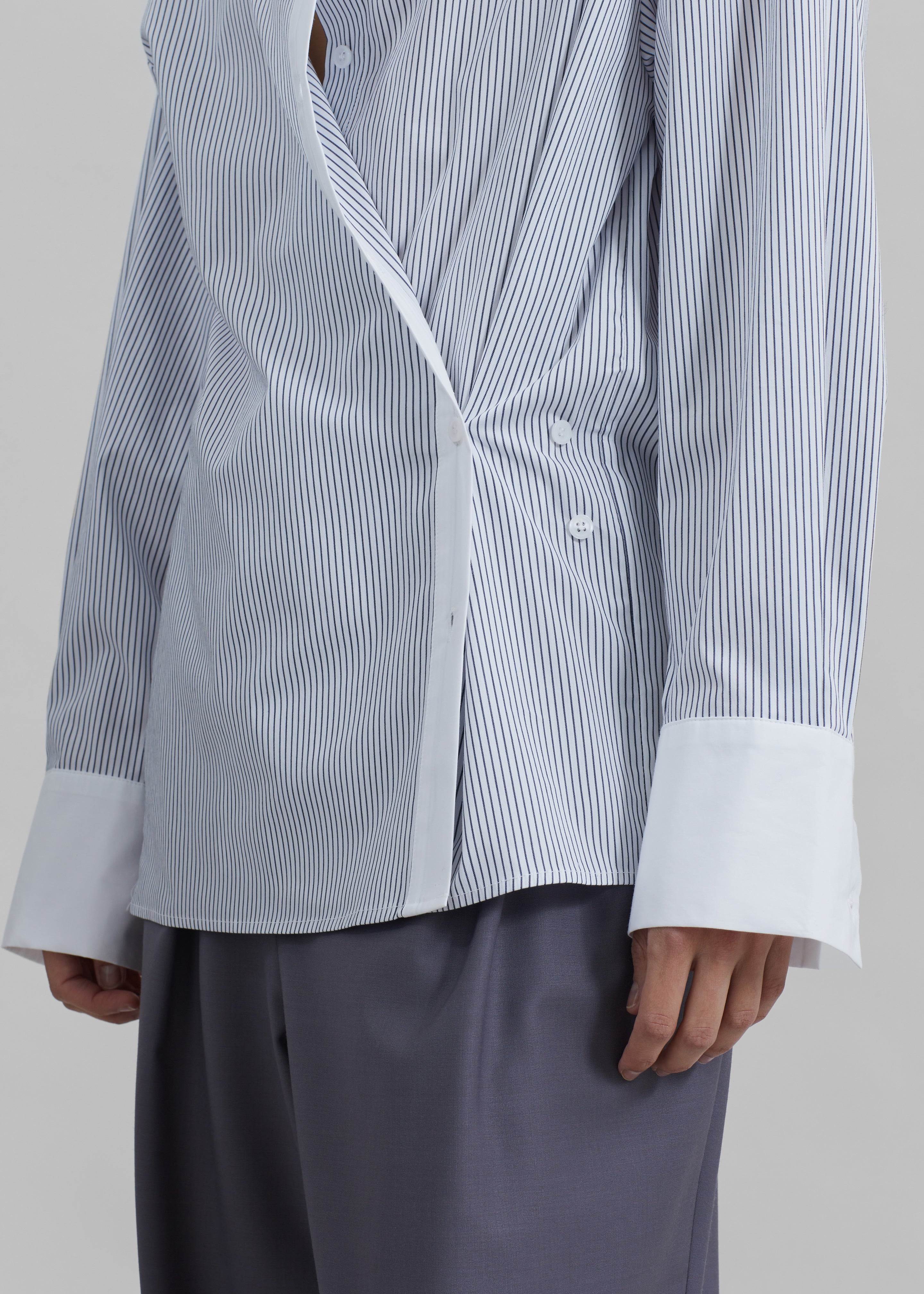 Nerina Button Up Shirt - Black/White Stripe - 6