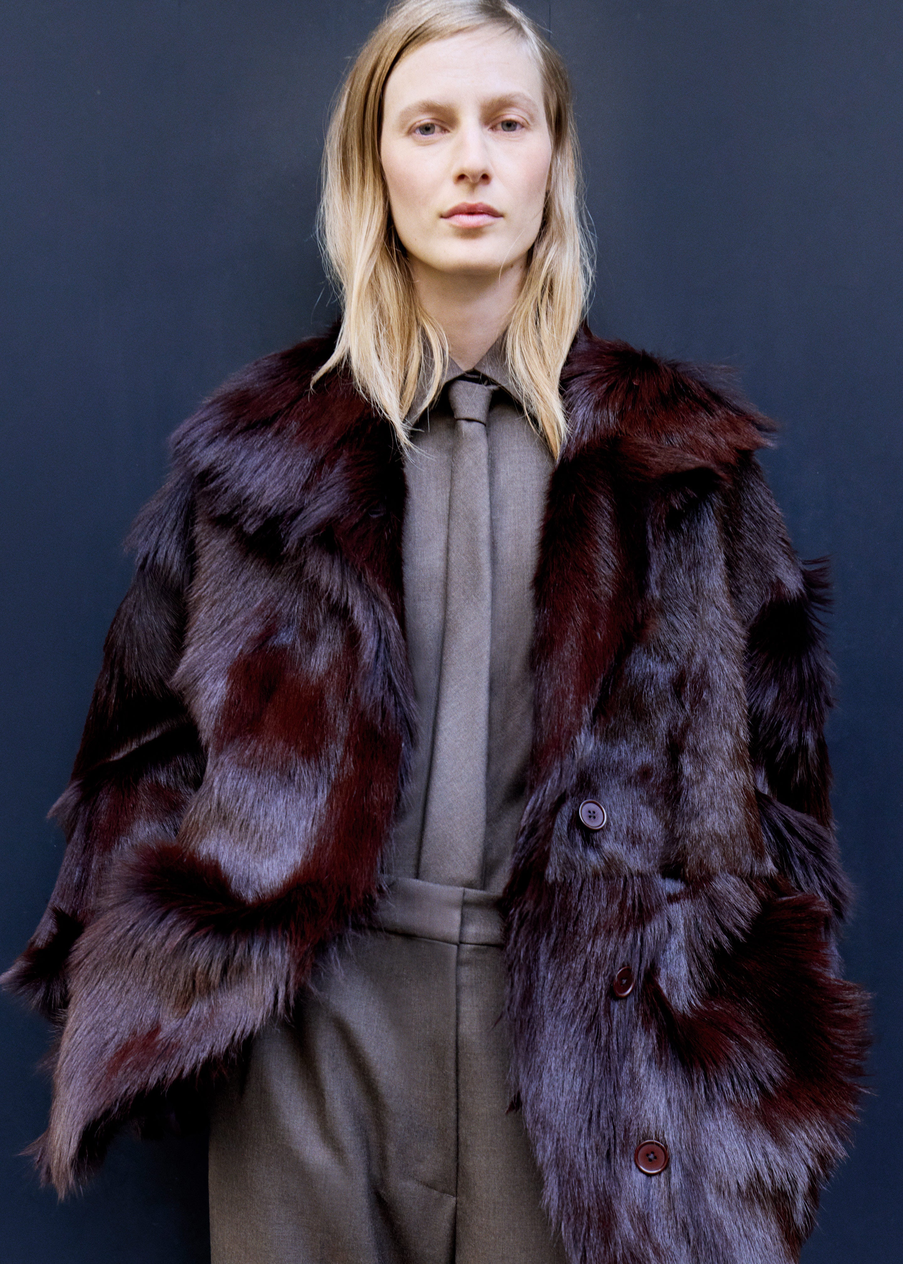 Nerola Funnel Neck Fur Coat - Plum – The Frankie Shop