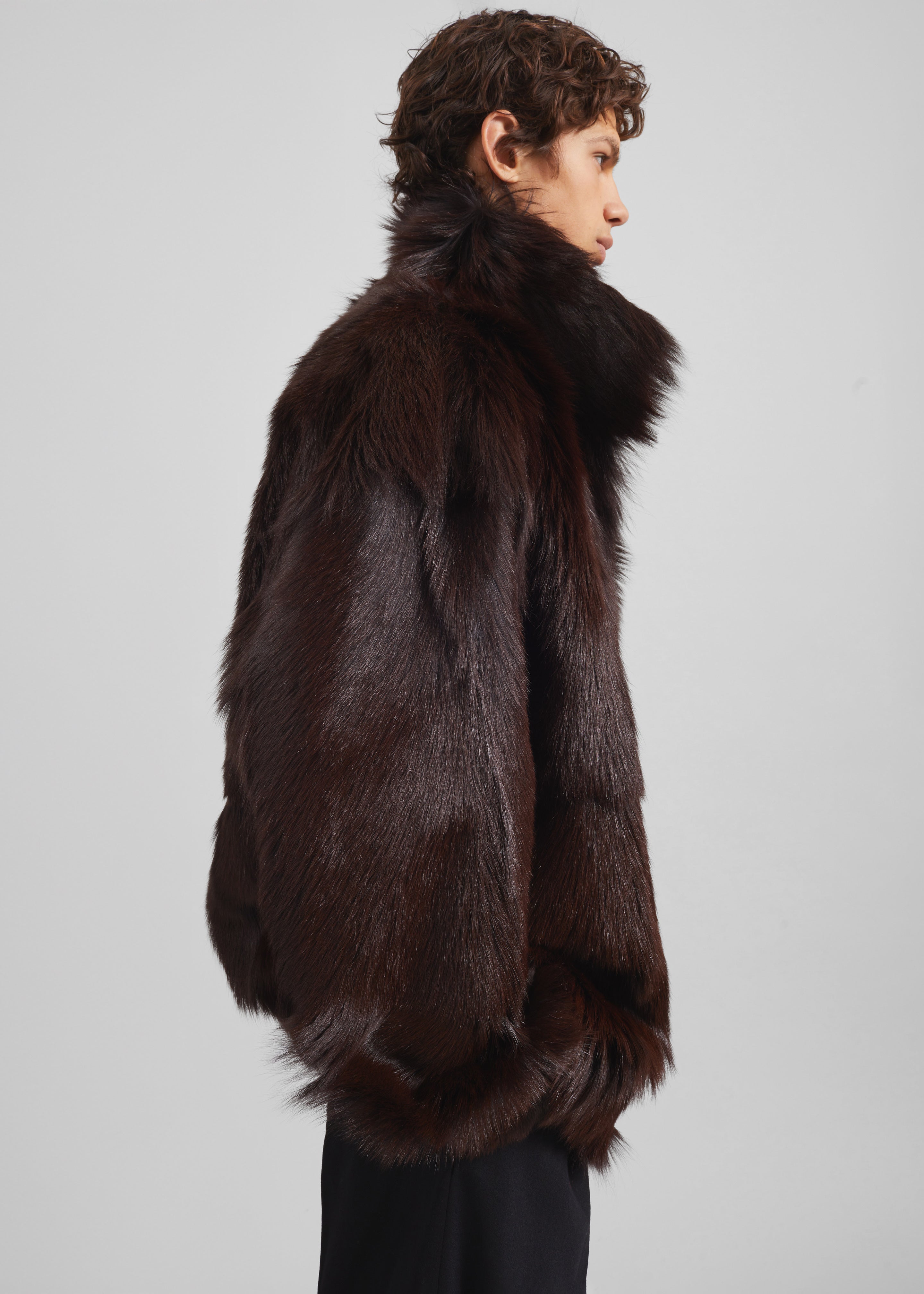 Nerola Funnel Neck Fur Coat - Plum - 10