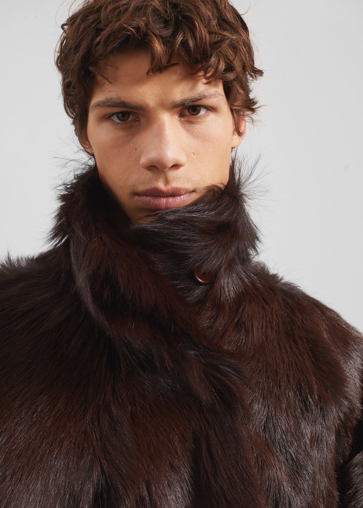 Nerola Funnel Neck Fur Coat - Plum - 9