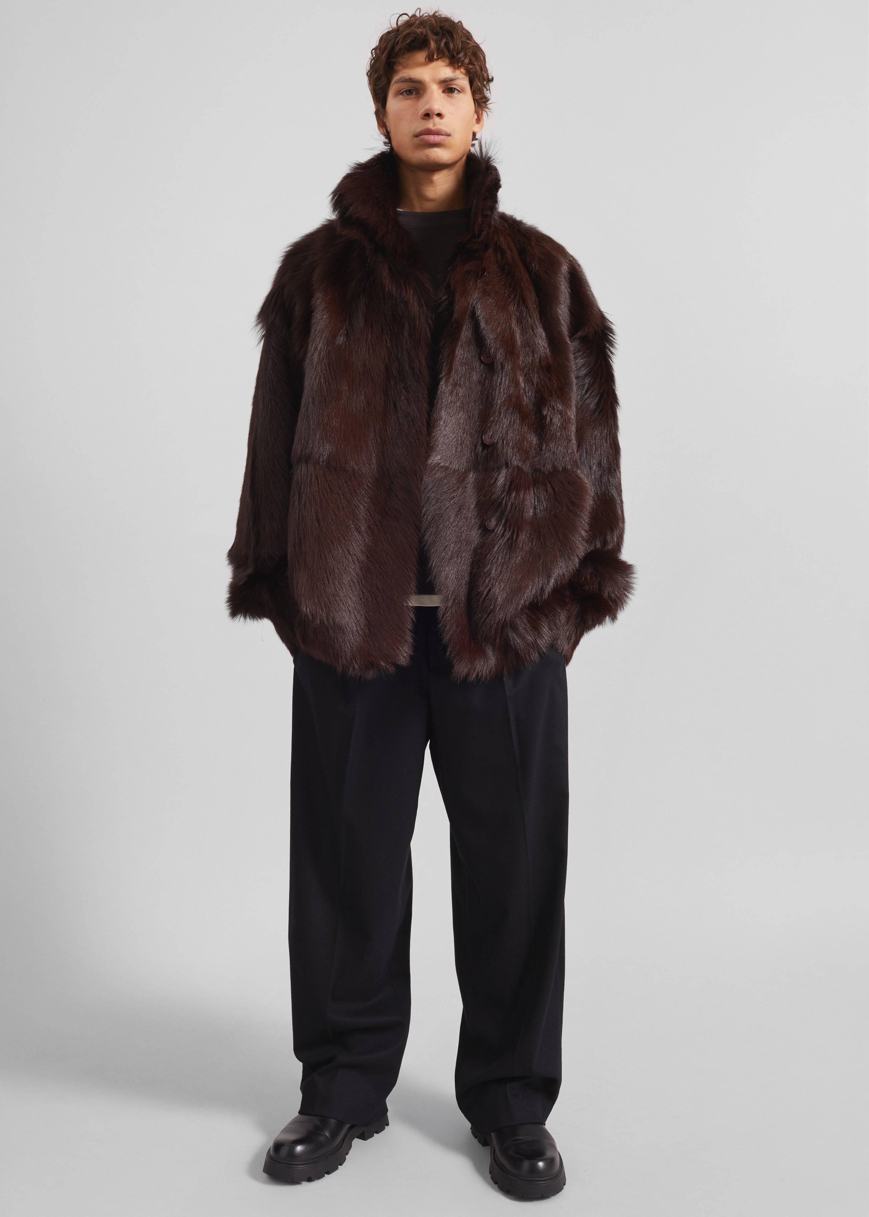Nerola Funnel Neck Fur Coat - Plum - 7 - [gender-male]