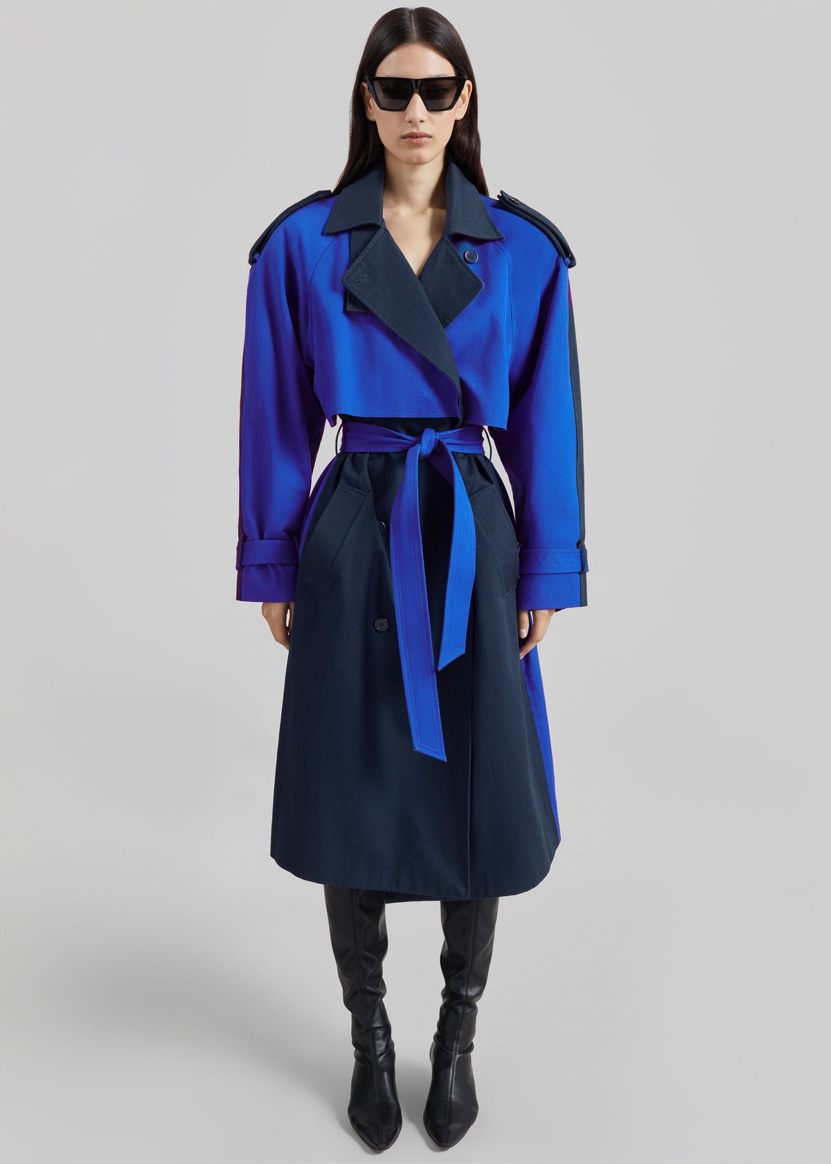 Nesso Two-Tone Trench Coat - Blue Combo
