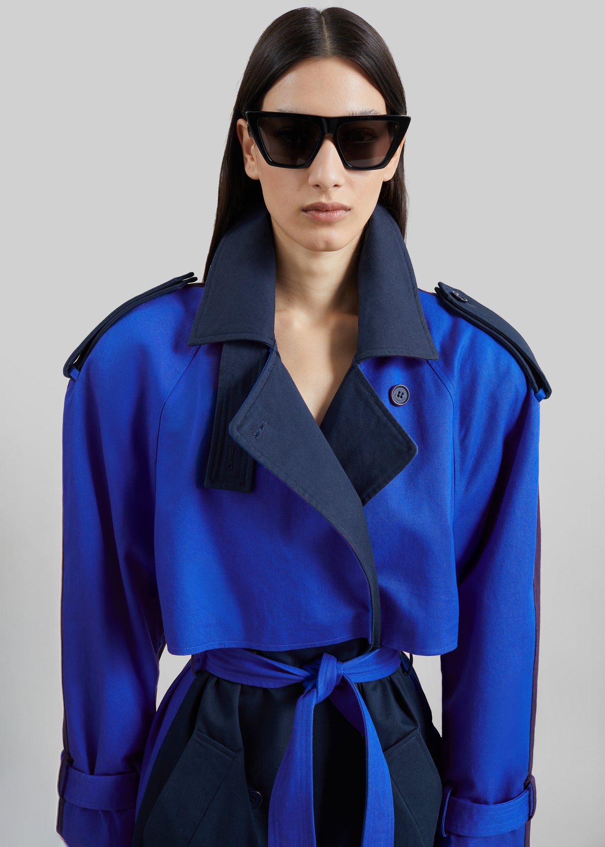 Nesso Two-Tone Trench Coat - Blue Combo
