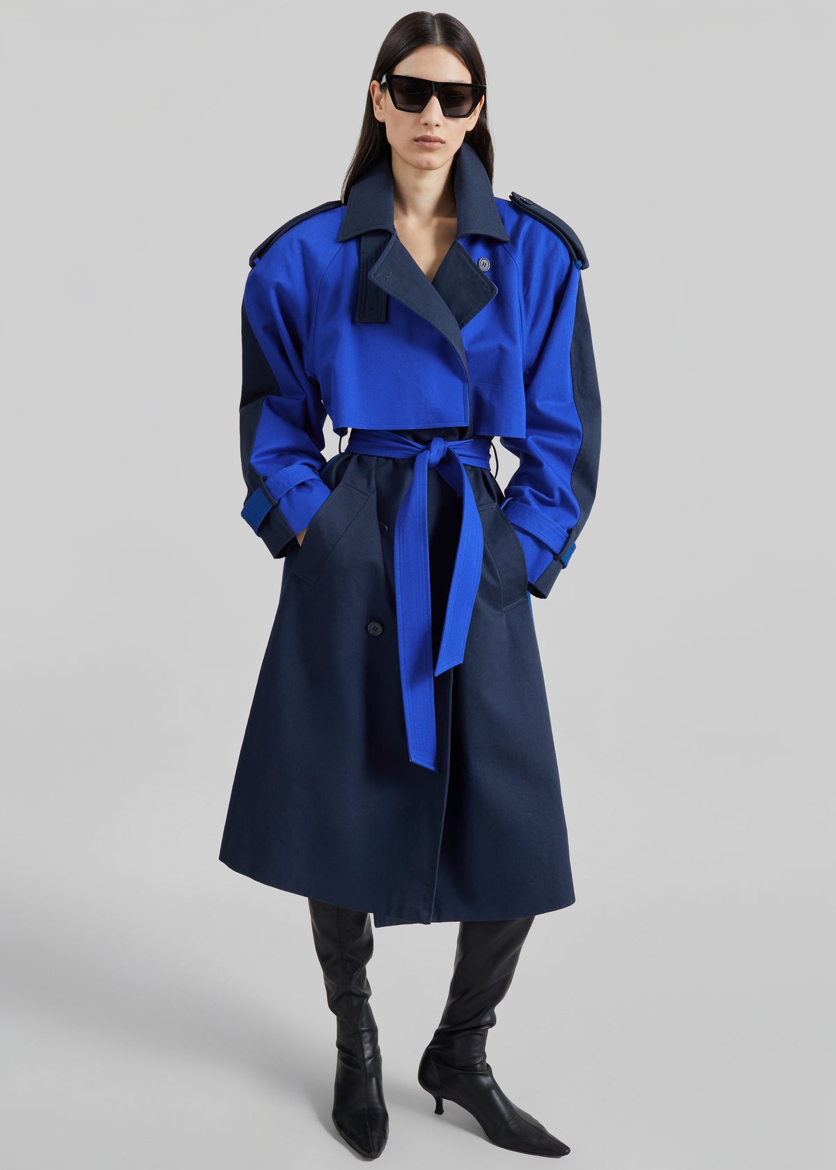 Nesso Two-Tone Trench Coat - Blue Combo