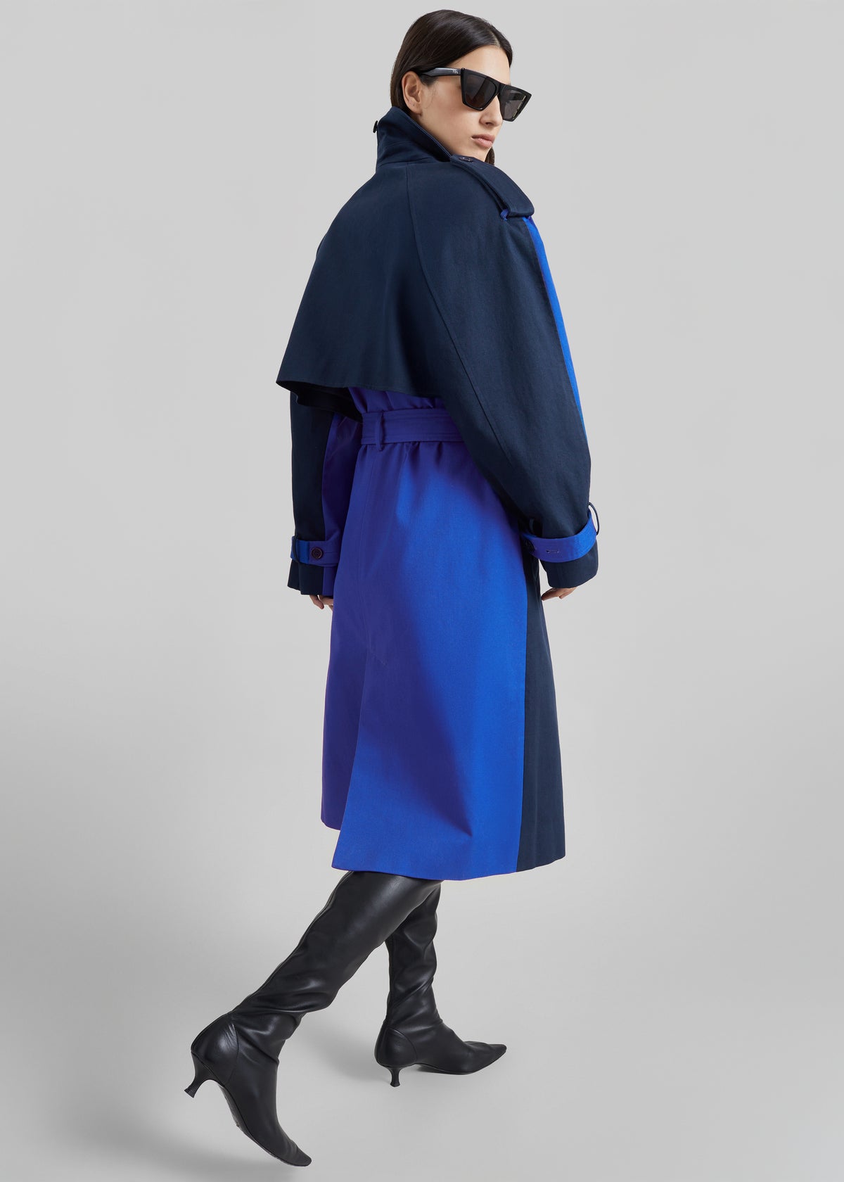 Nesso Two-Tone Trench Coat - Blue Combo