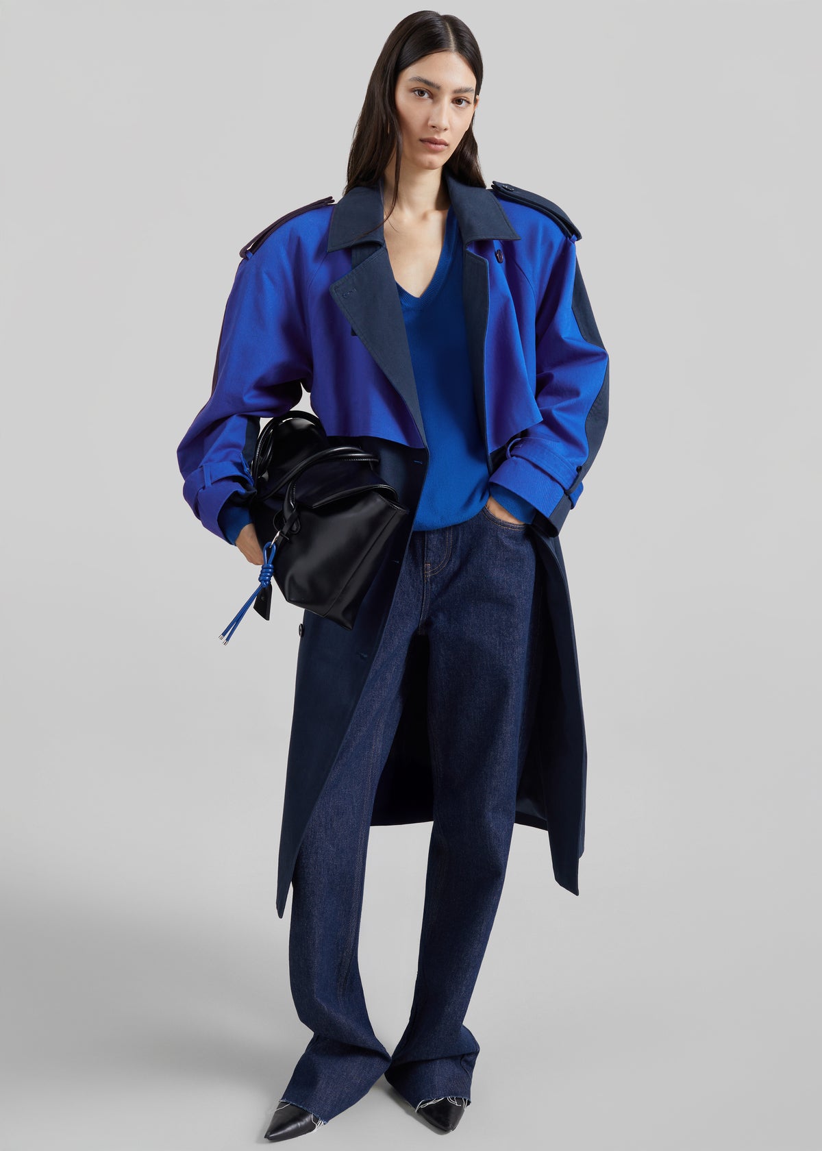 Nesso Two-Tone Trench Coat - Blue Combo