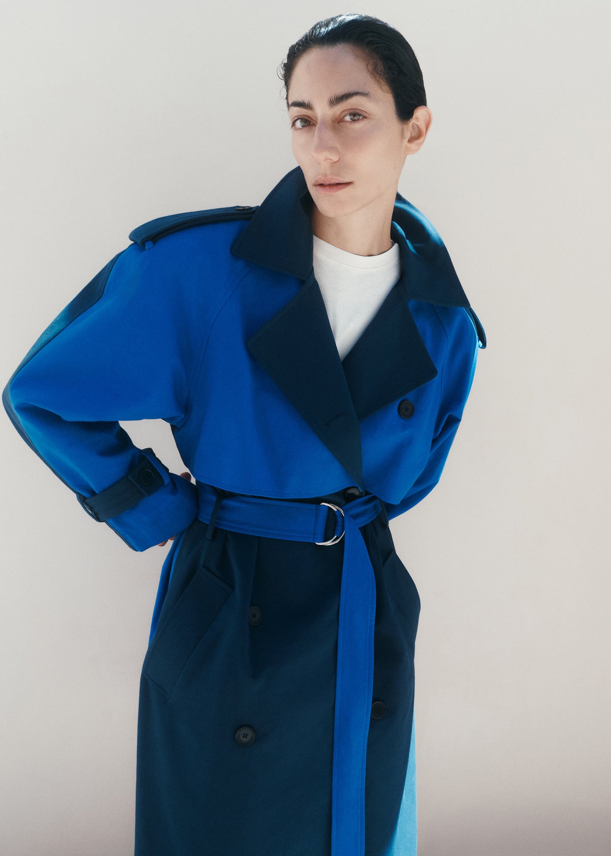 Nesso Two-Tone Trench Coat - Blue Combo