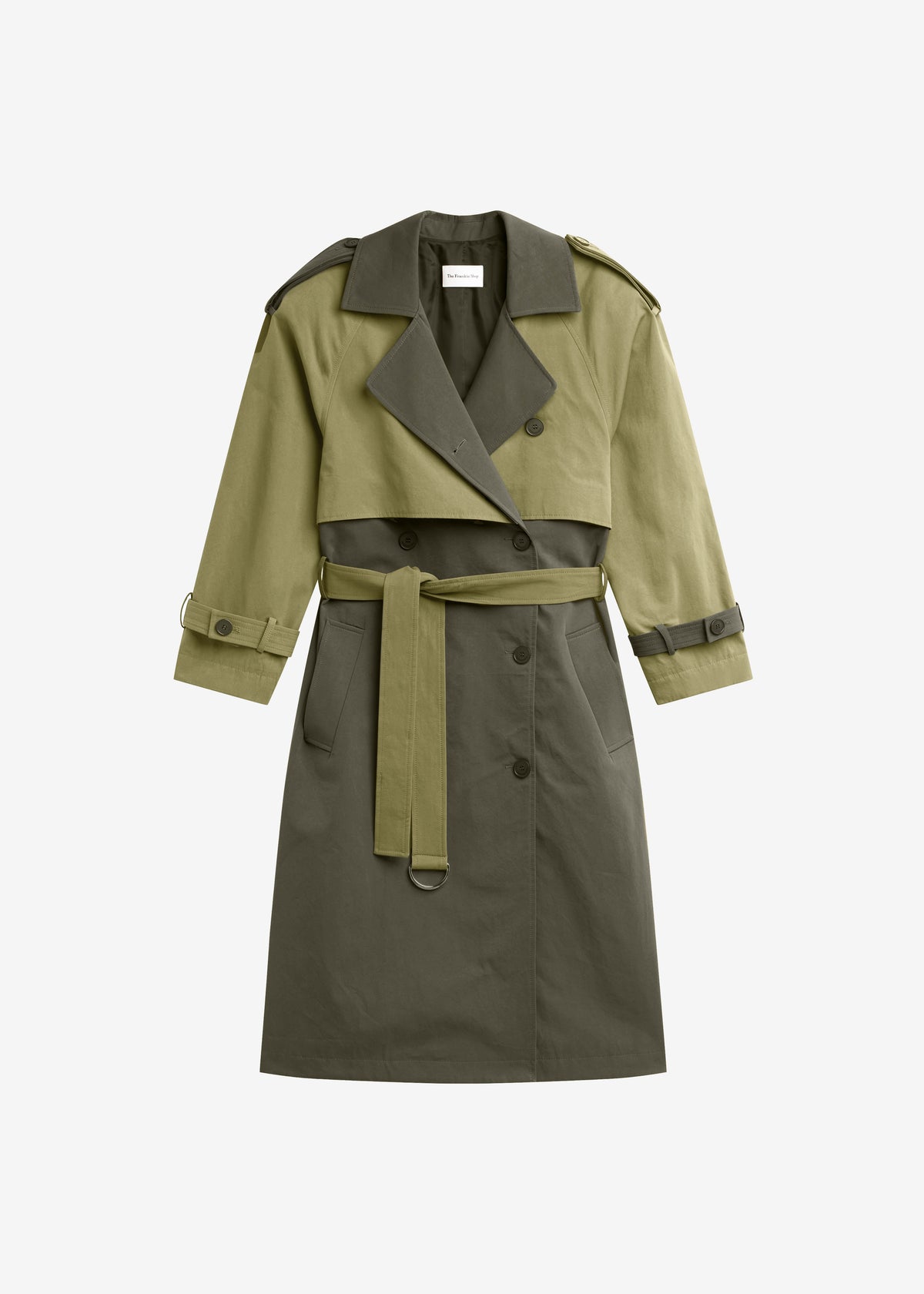 Nesso Two-Tone Trench Coat - Green Combo