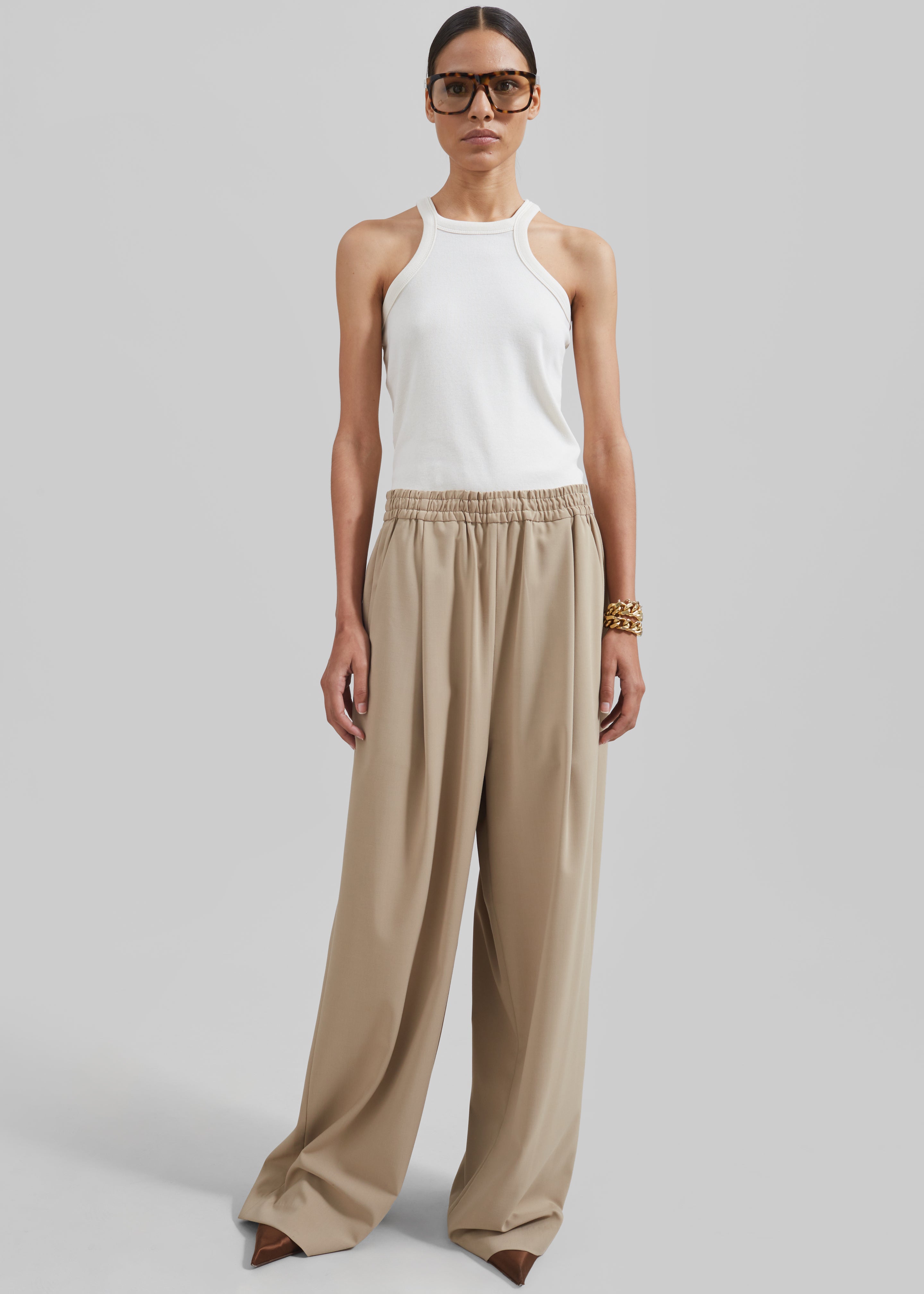 Neva Wide Trousers - Beige - 2