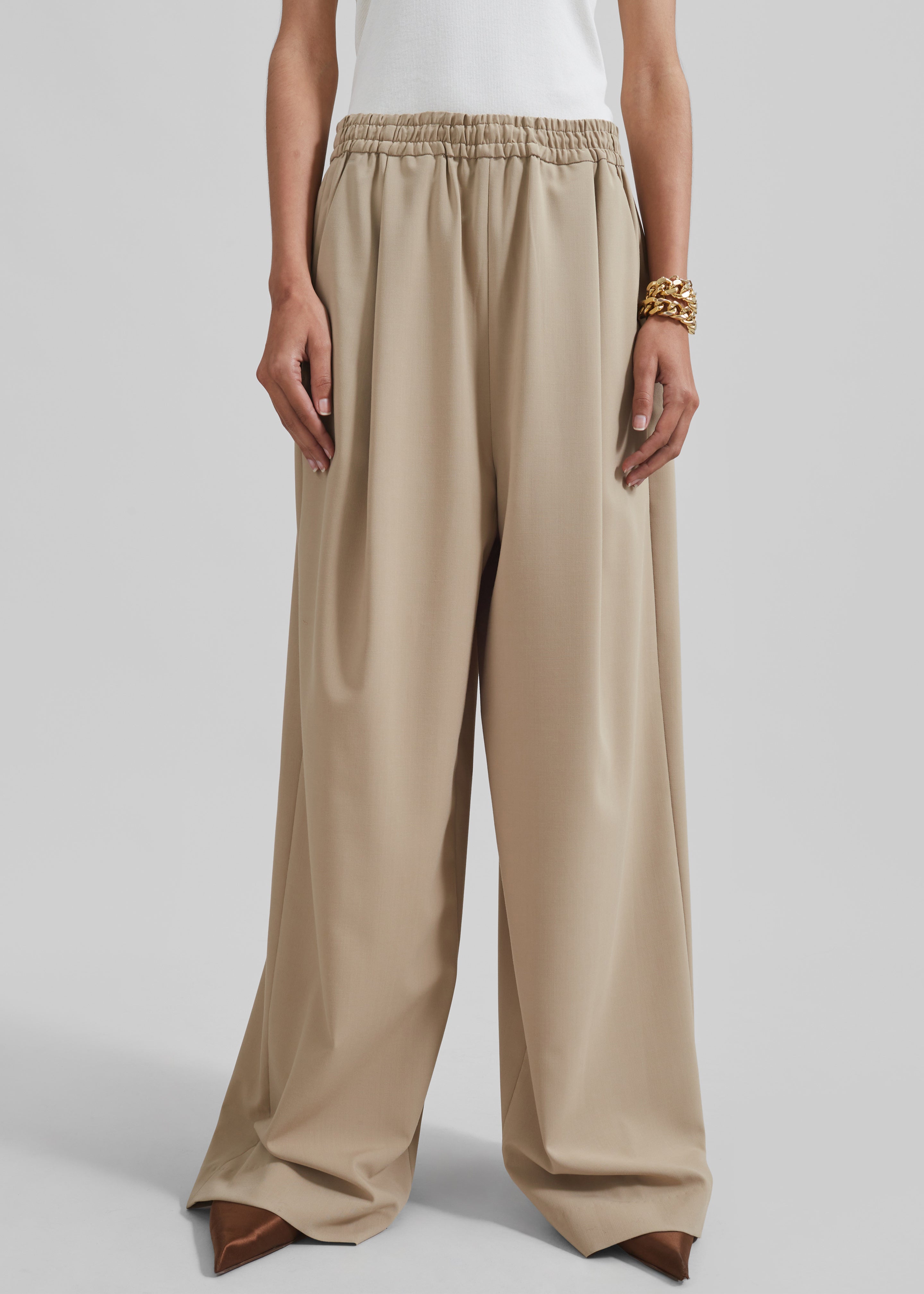 Neva Wide Trousers - Beige - 7