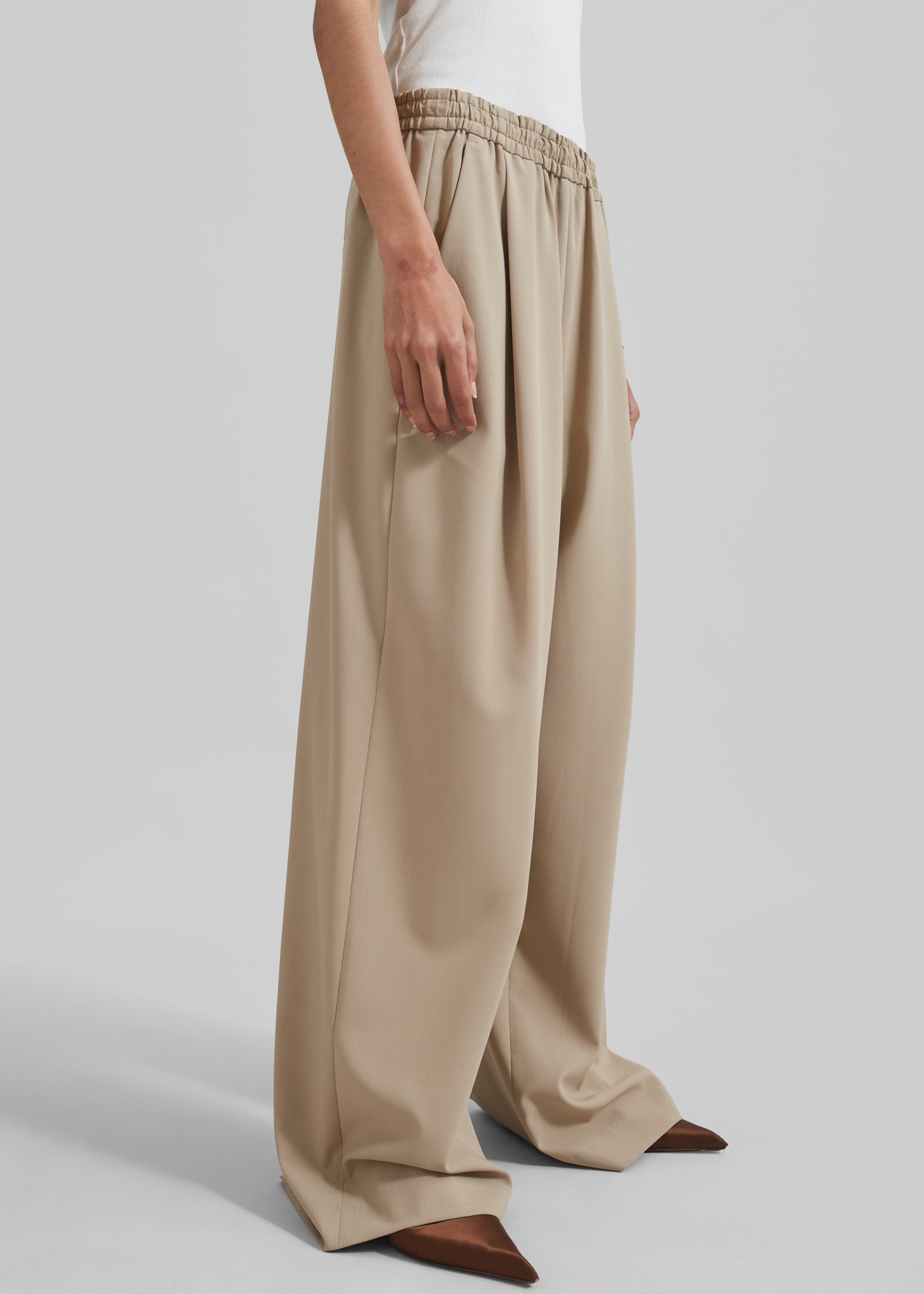 Neva Wide Trousers - Beige - 5