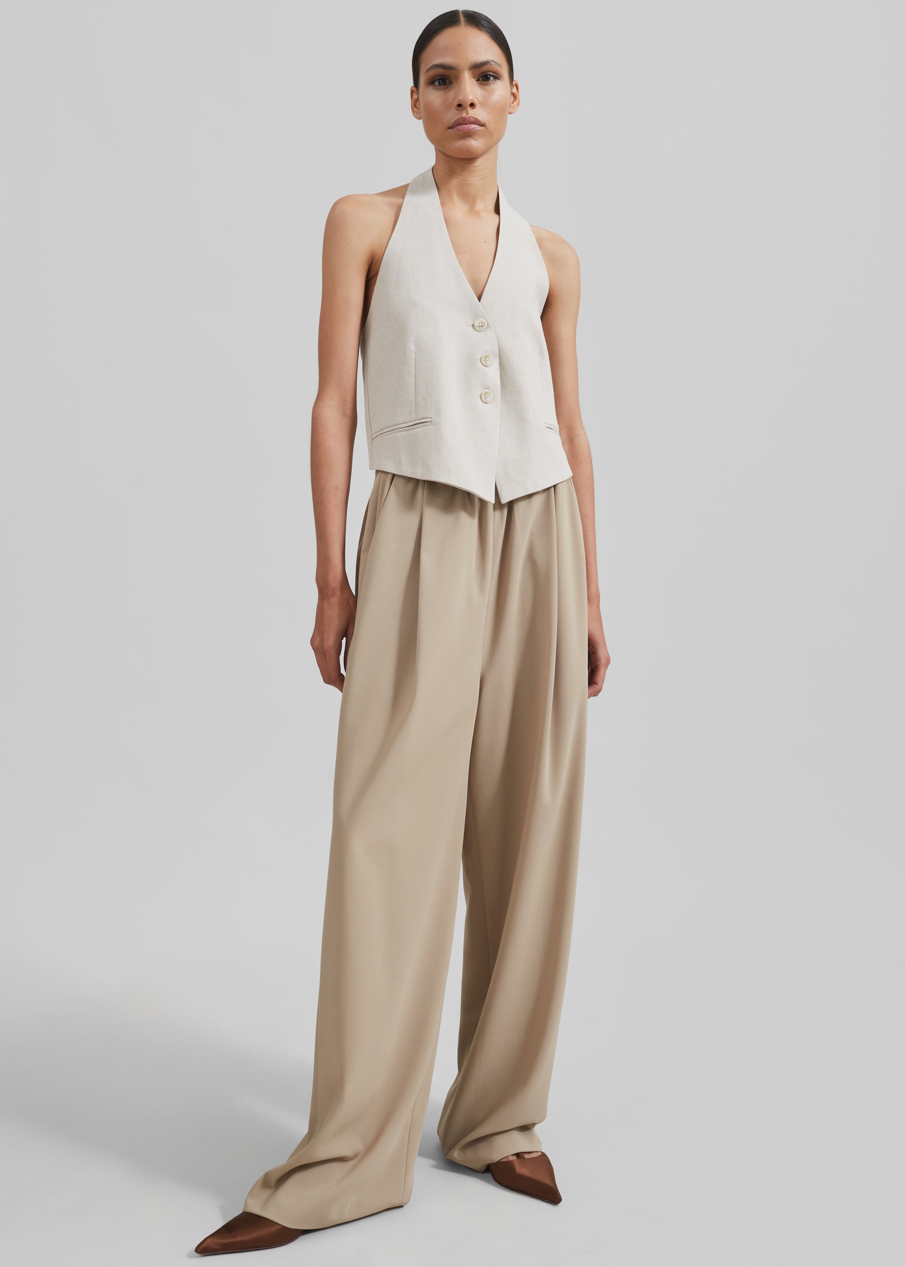 Neva Wide Trousers - Beige - 6