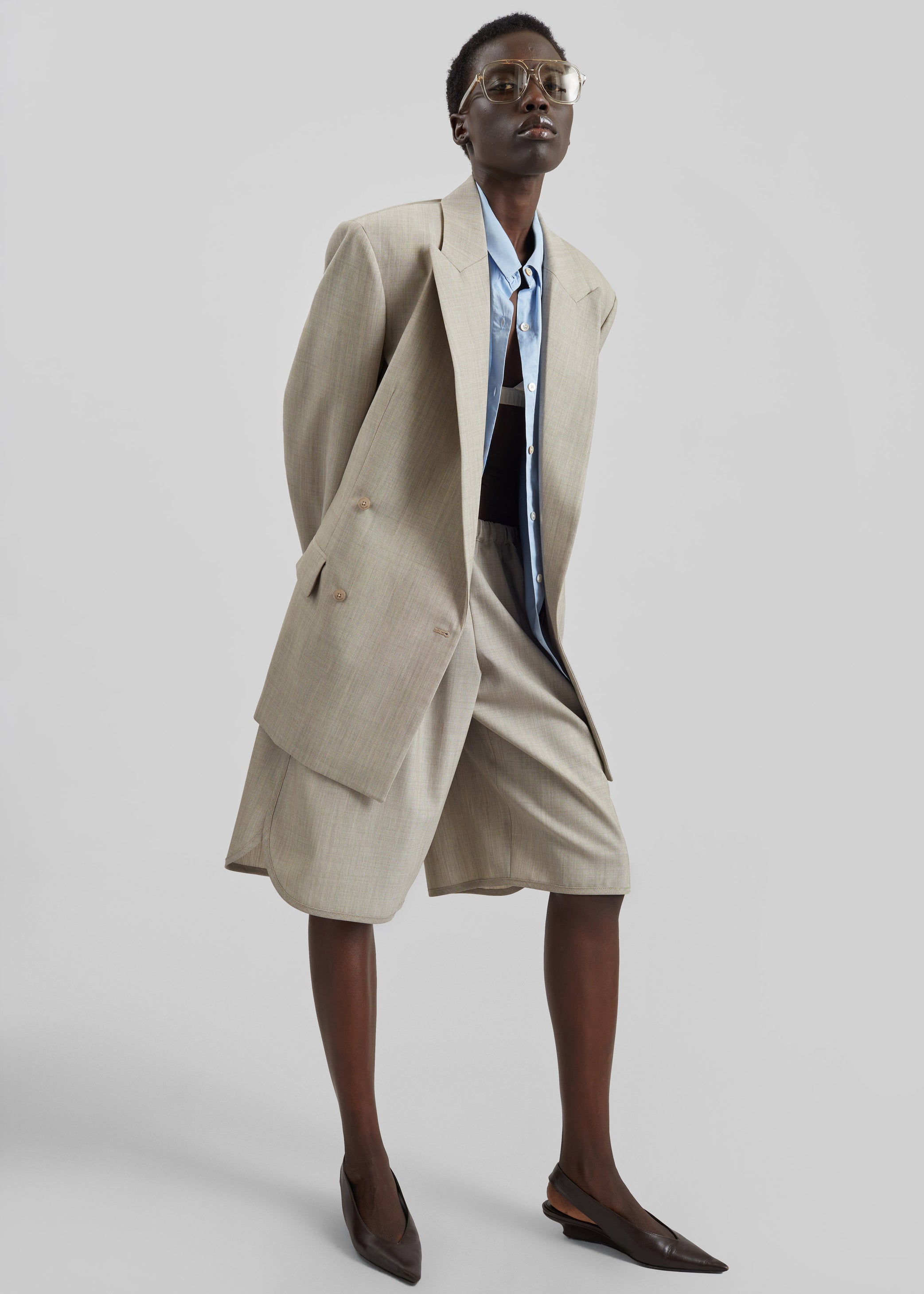Shop the look image for Newark Double Breasted Blazer - Beige Melange