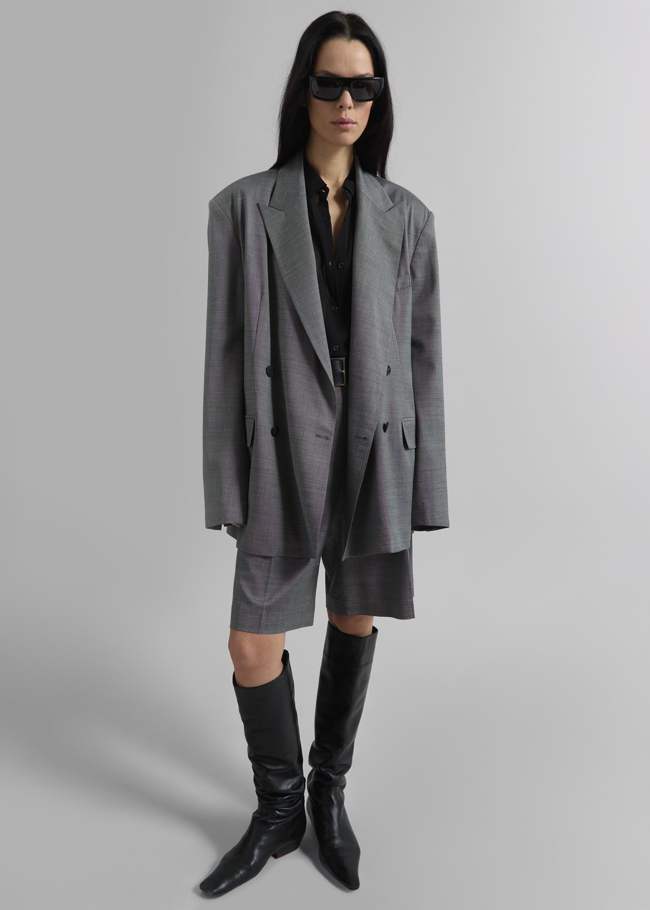 Shop the look image for Newark Double Breasted Blazer - Grey Melange