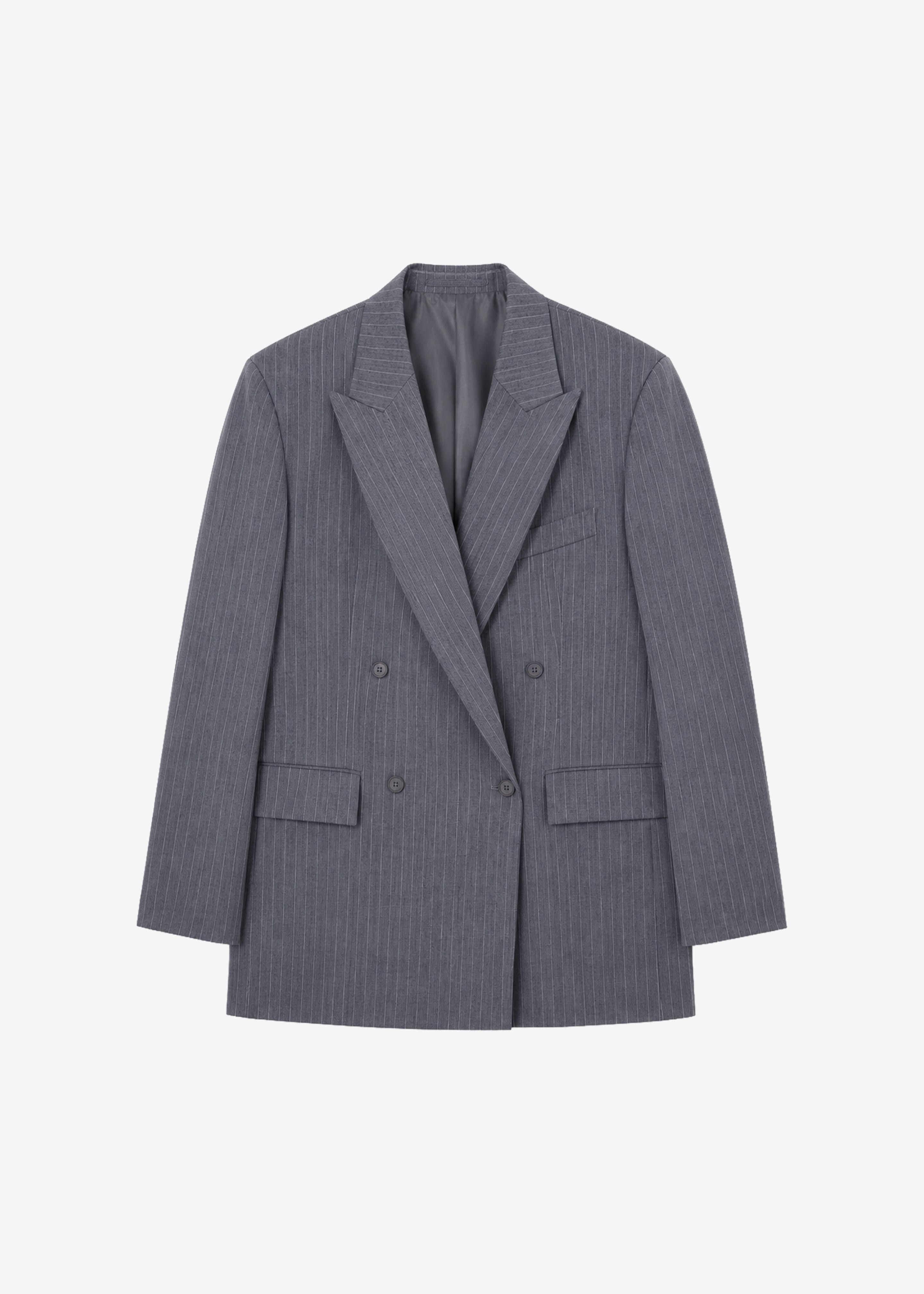 Newark Double Breasted Blazer - Grey/White Pinstripe – The Frankie