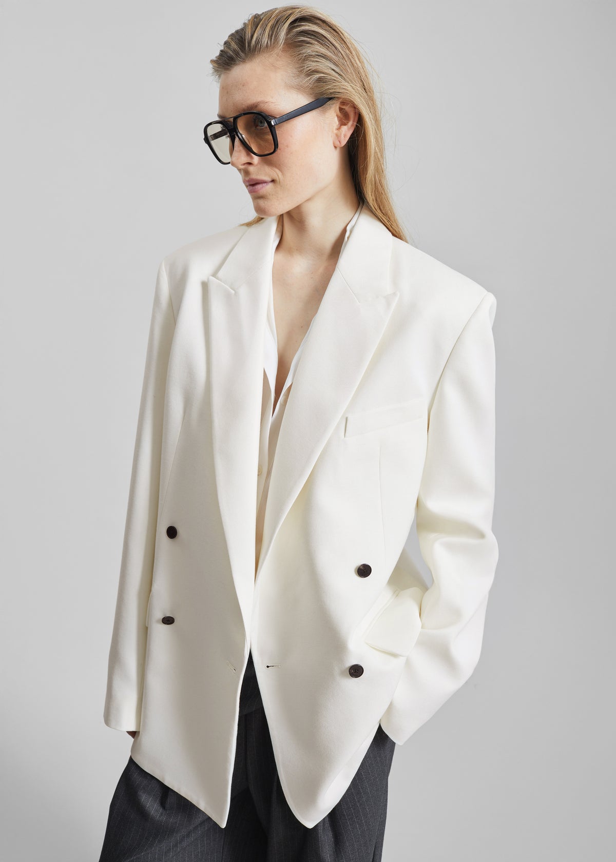 Newark Double Breasted Blazer - Ivory - 9
