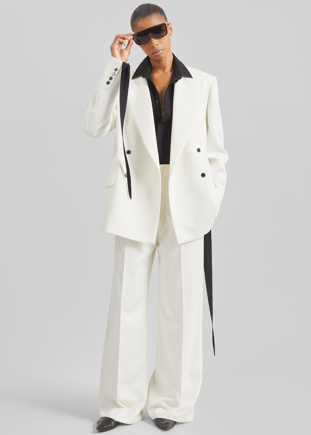 Newark Double Breasted Blazer - Ivory - 1