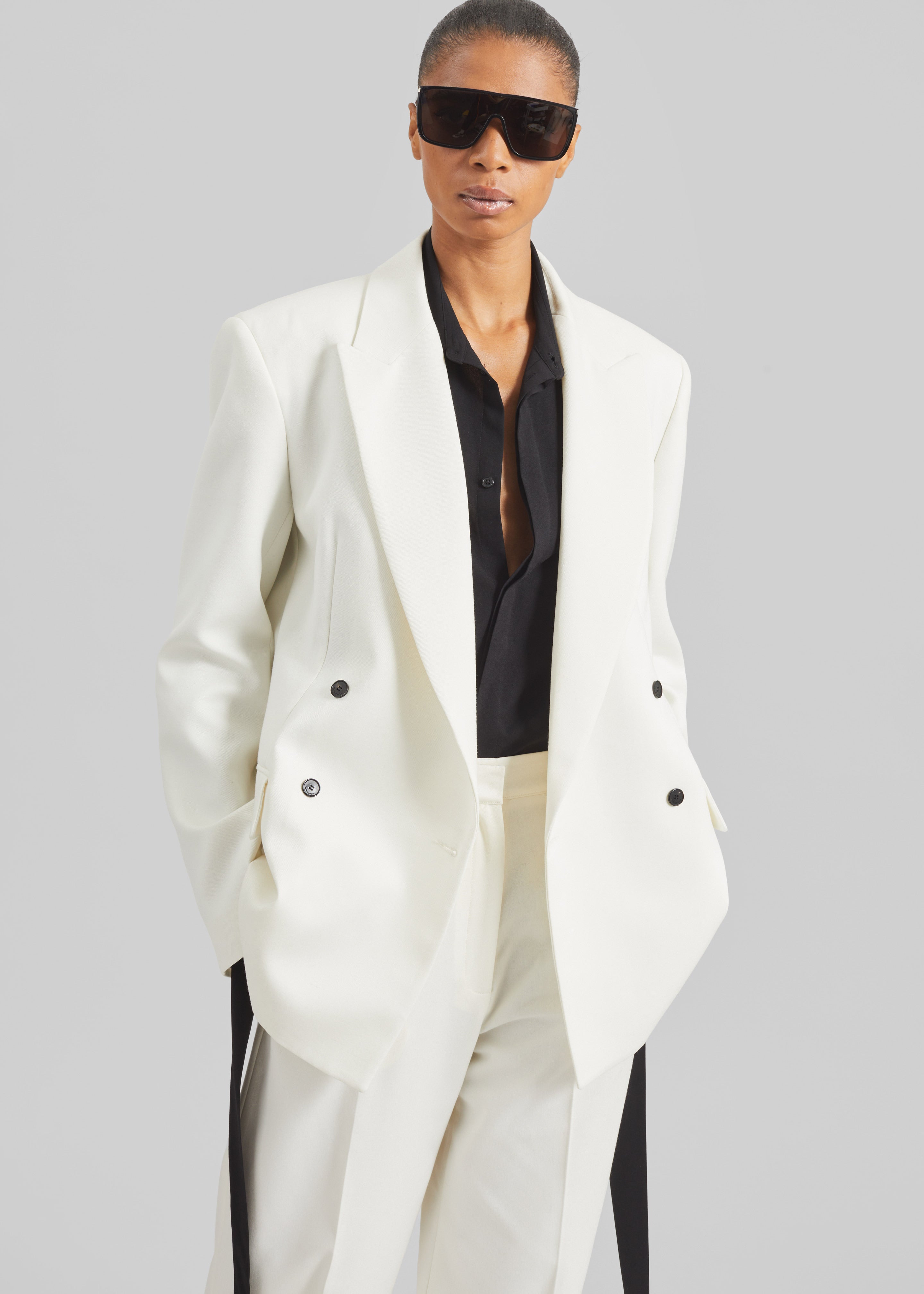 Newark Double Breasted Blazer - Ivory – The Frankie Shop