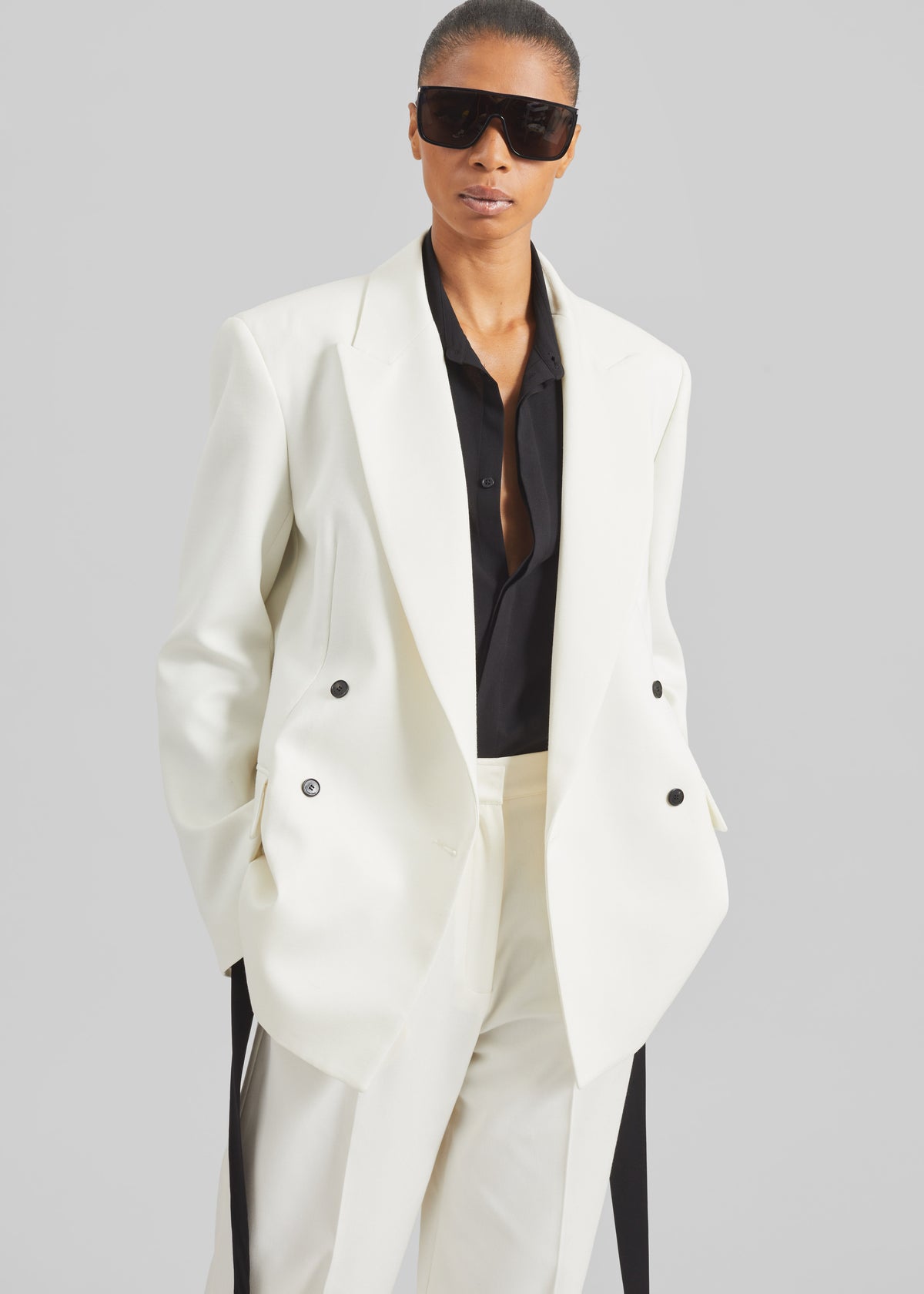 Newark Double Breasted Blazer - Ivory - 8