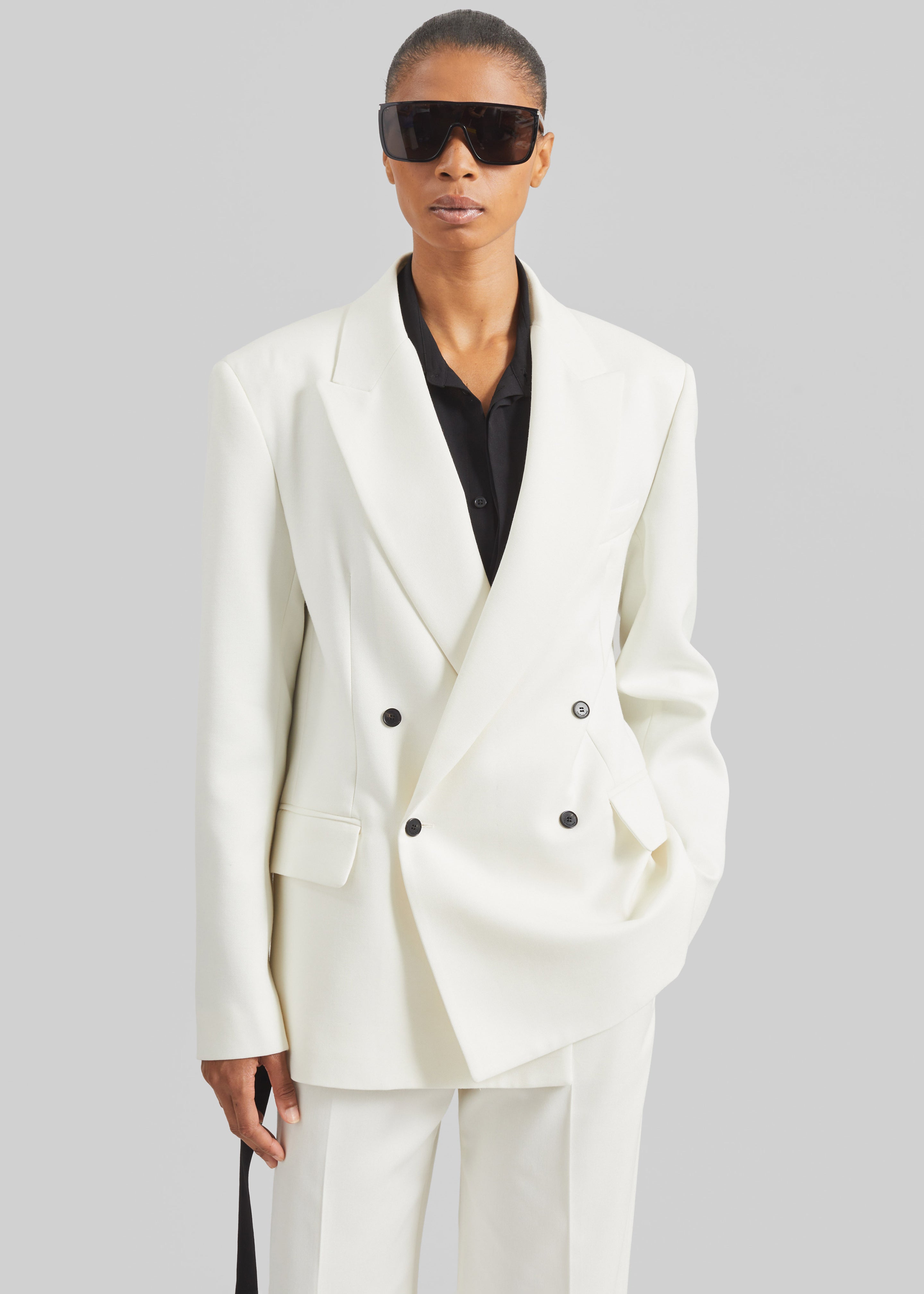 Newark Double Breasted Blazer - Ivory - 5