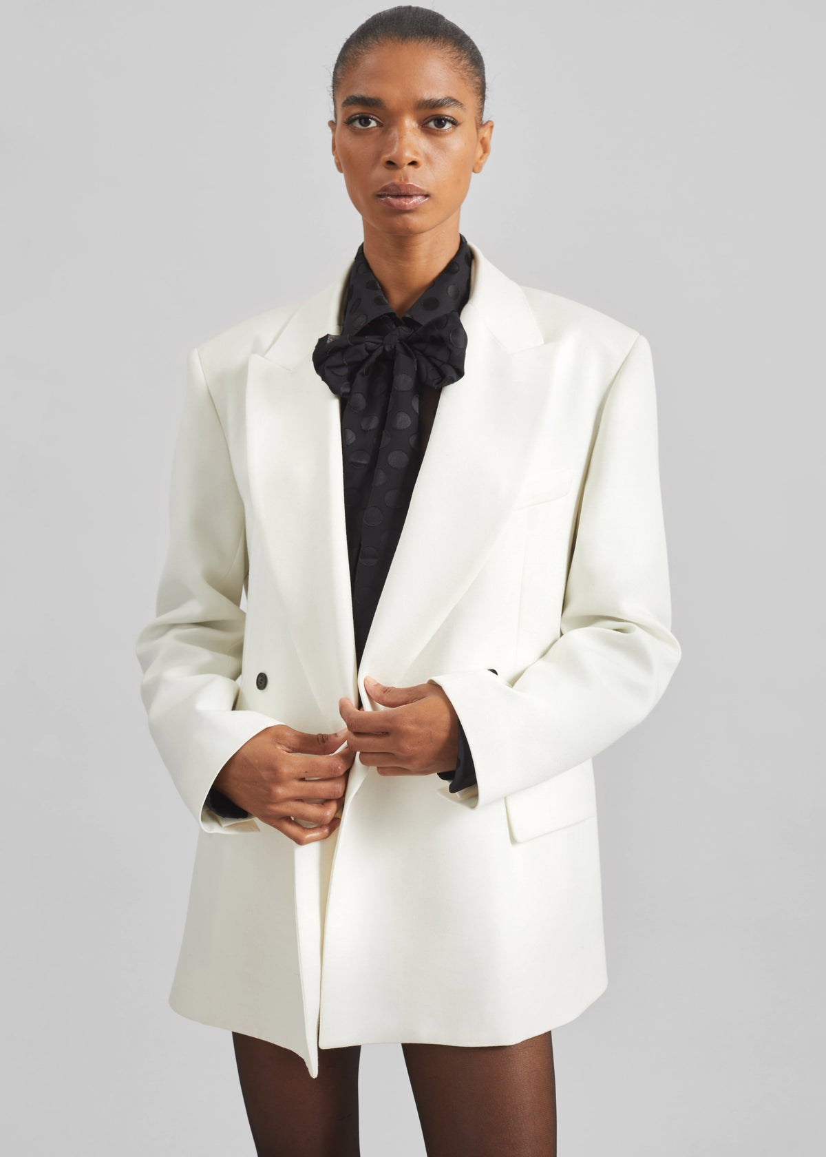 Newark Double Breasted Blazer - Ivory - 6