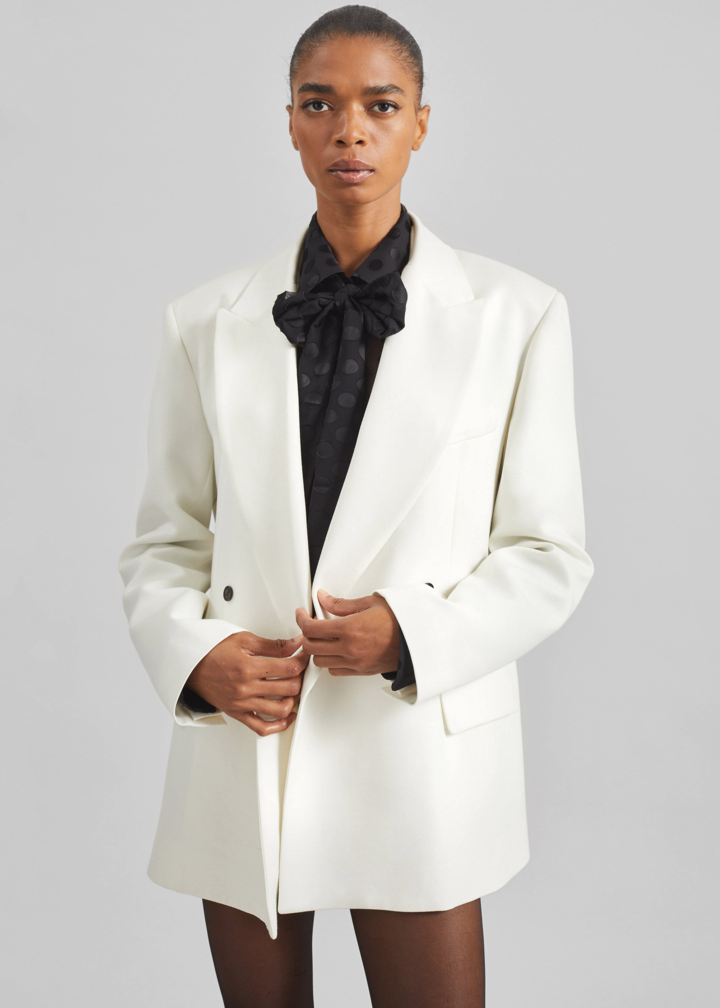 Newark Double Breasted Blazer - Ivory - 6