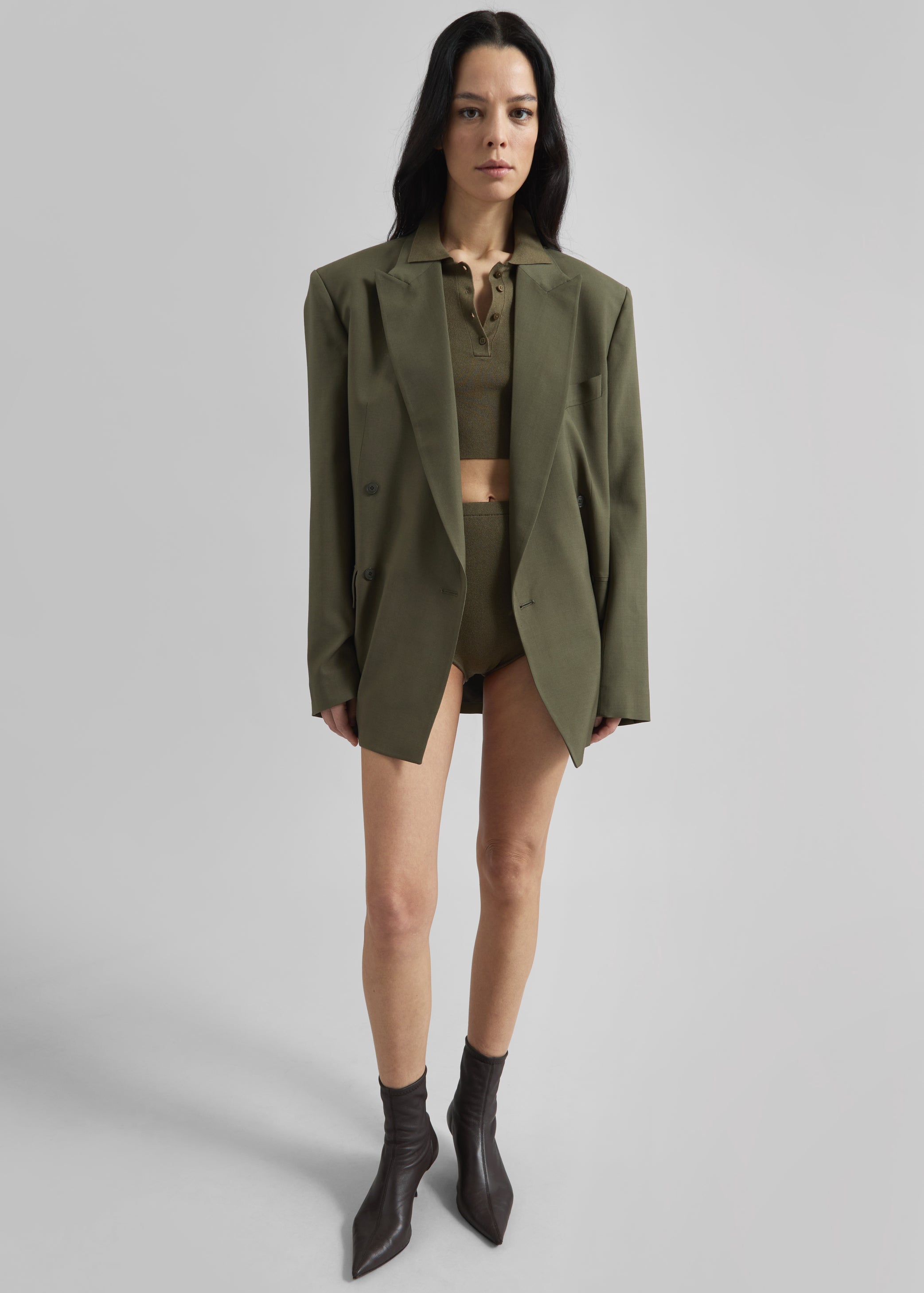 Shop the look image for Newark Double Breasted Blazer - Khaki