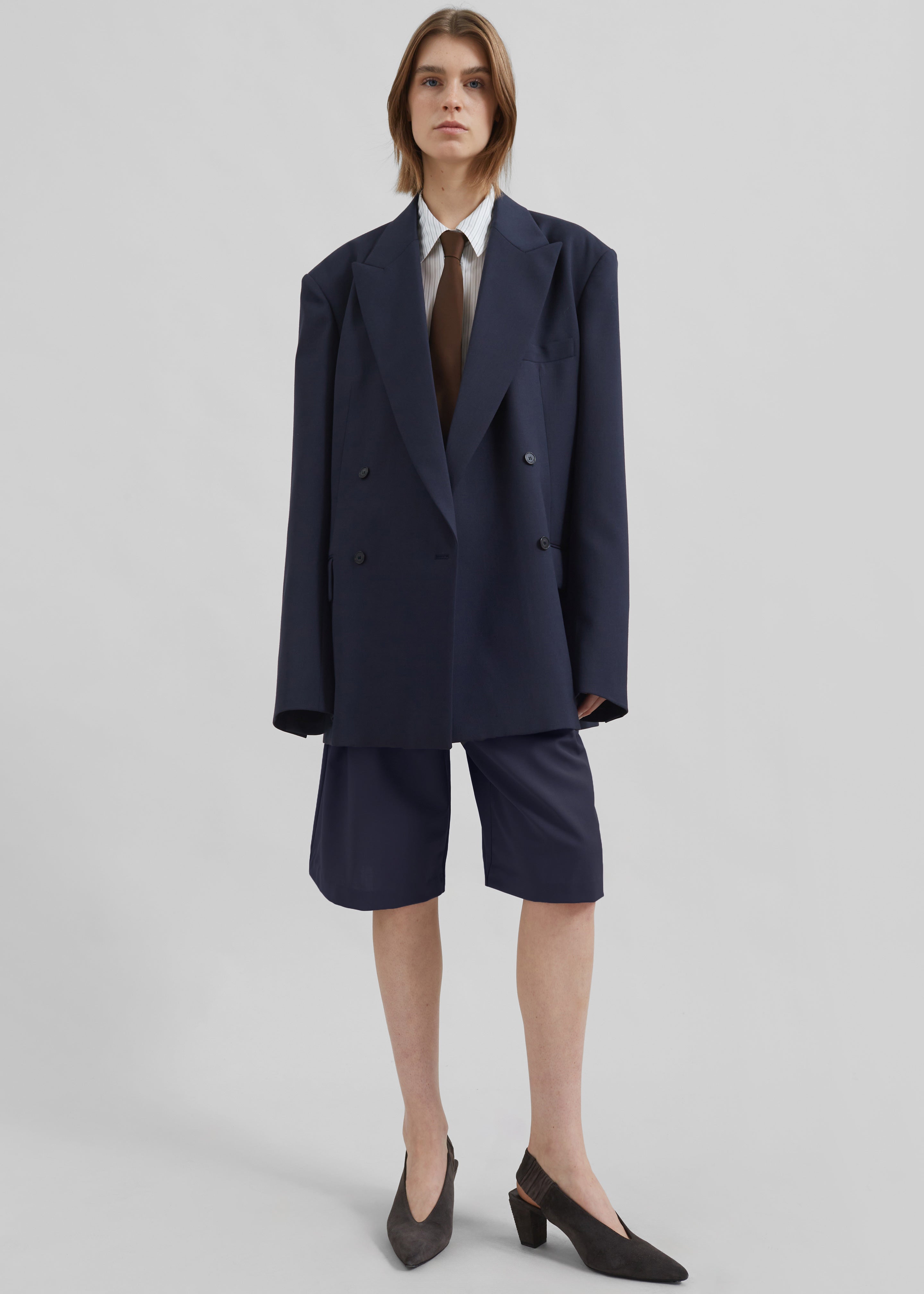 Newark Double Breasted Blazer - Navy - 2