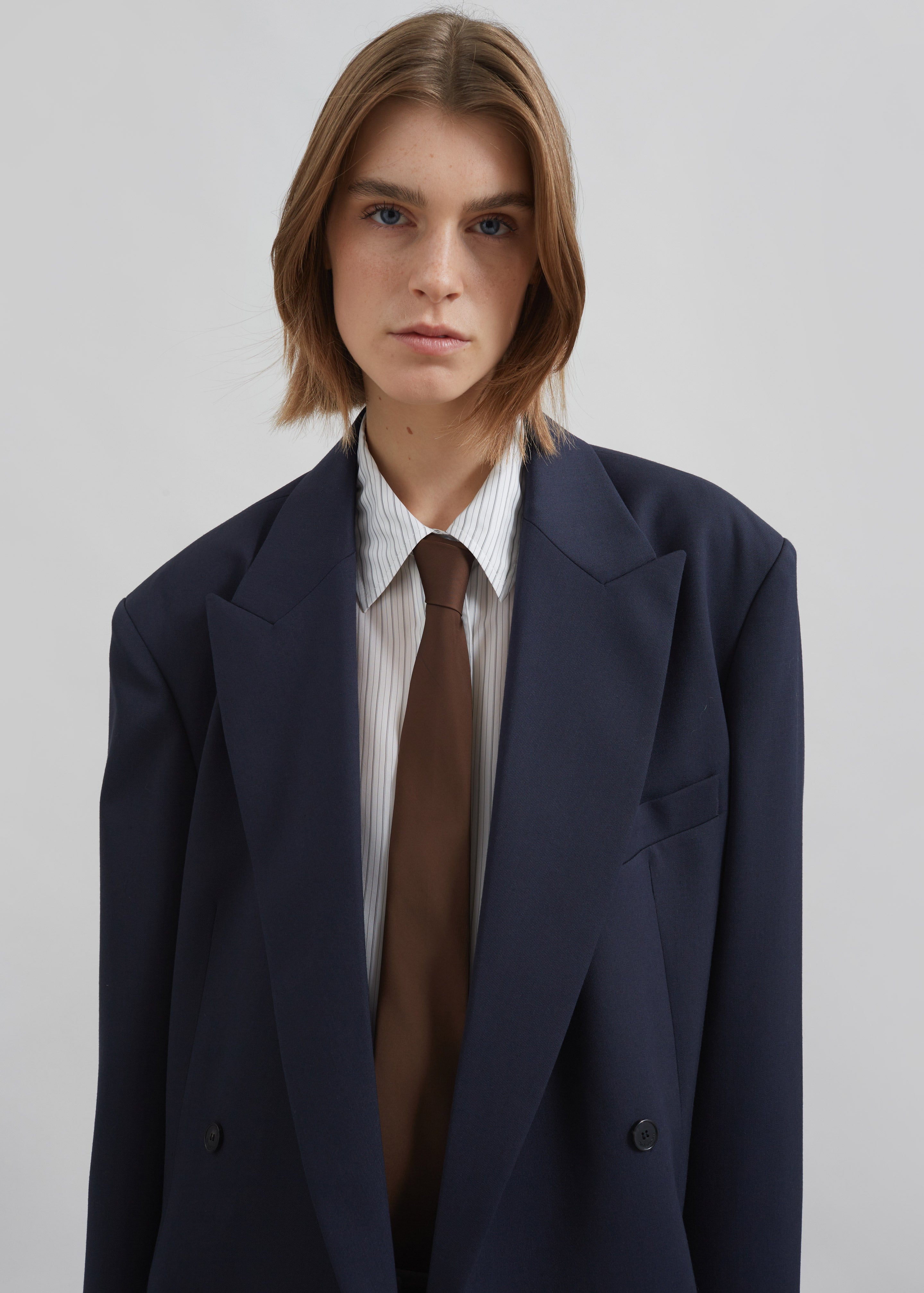 Newark Double Breasted Blazer - Navy - 5