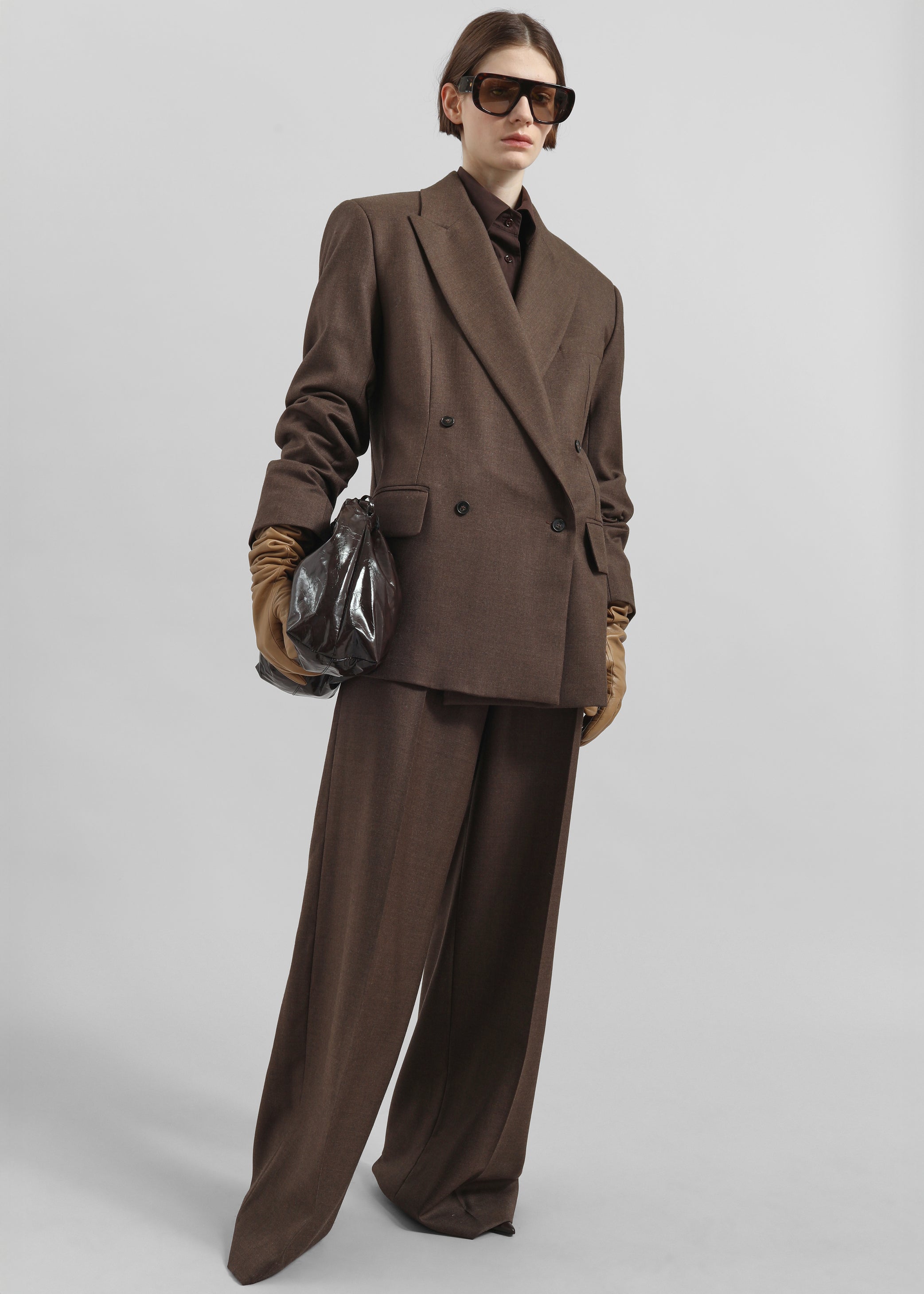 Shop the look image for Newark Flannel Double Breasted Blazer - Mocha