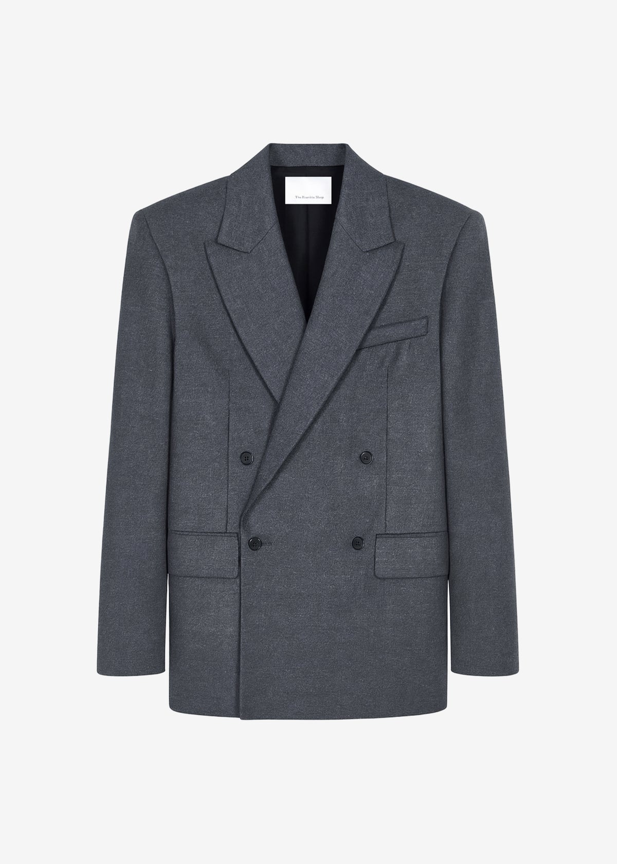 Newark Flannel Double Breasted Blazer - Grey Melange - 9