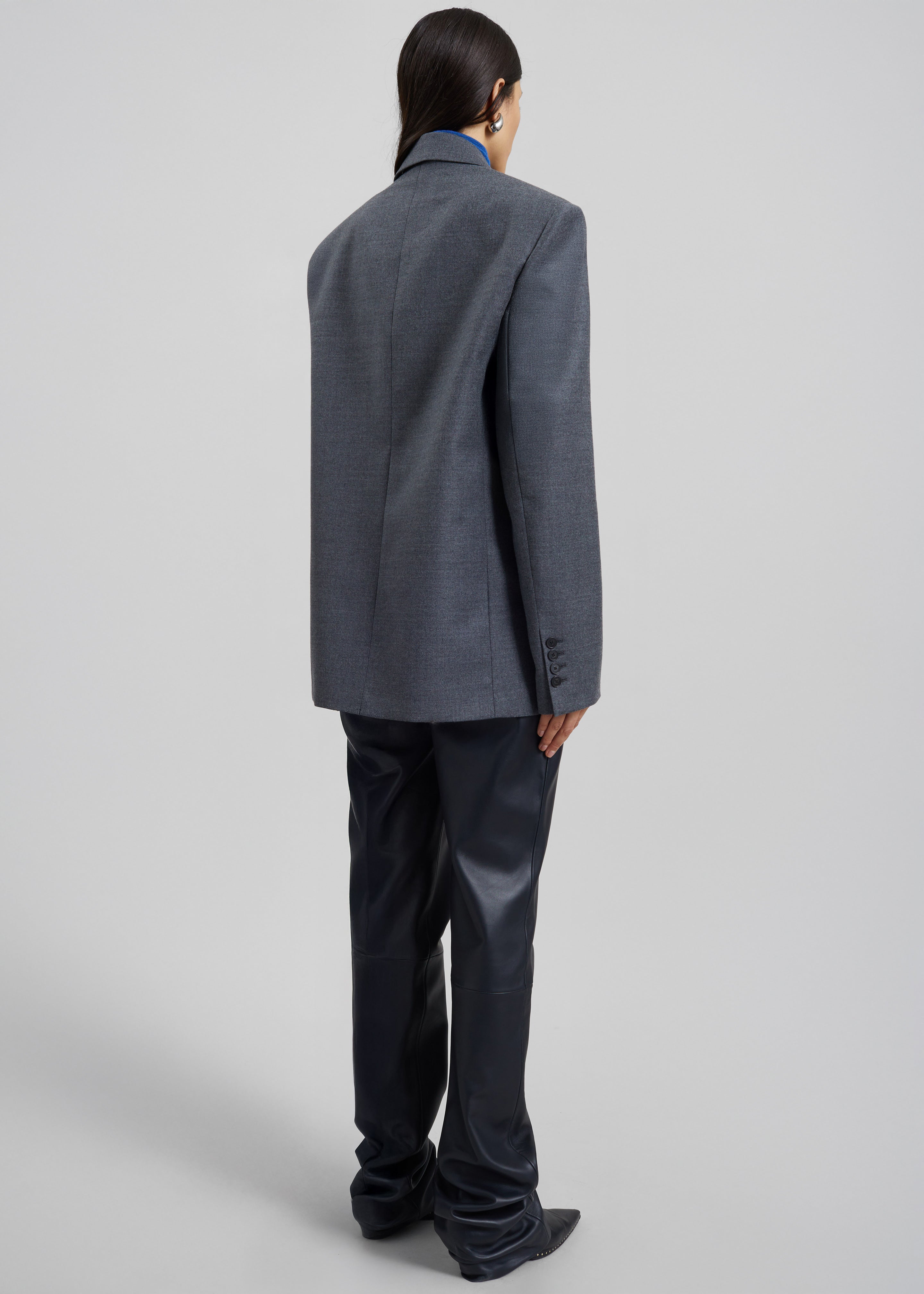 Newark Flannel Double Breasted Blazer - Grey Melange – The Frankie