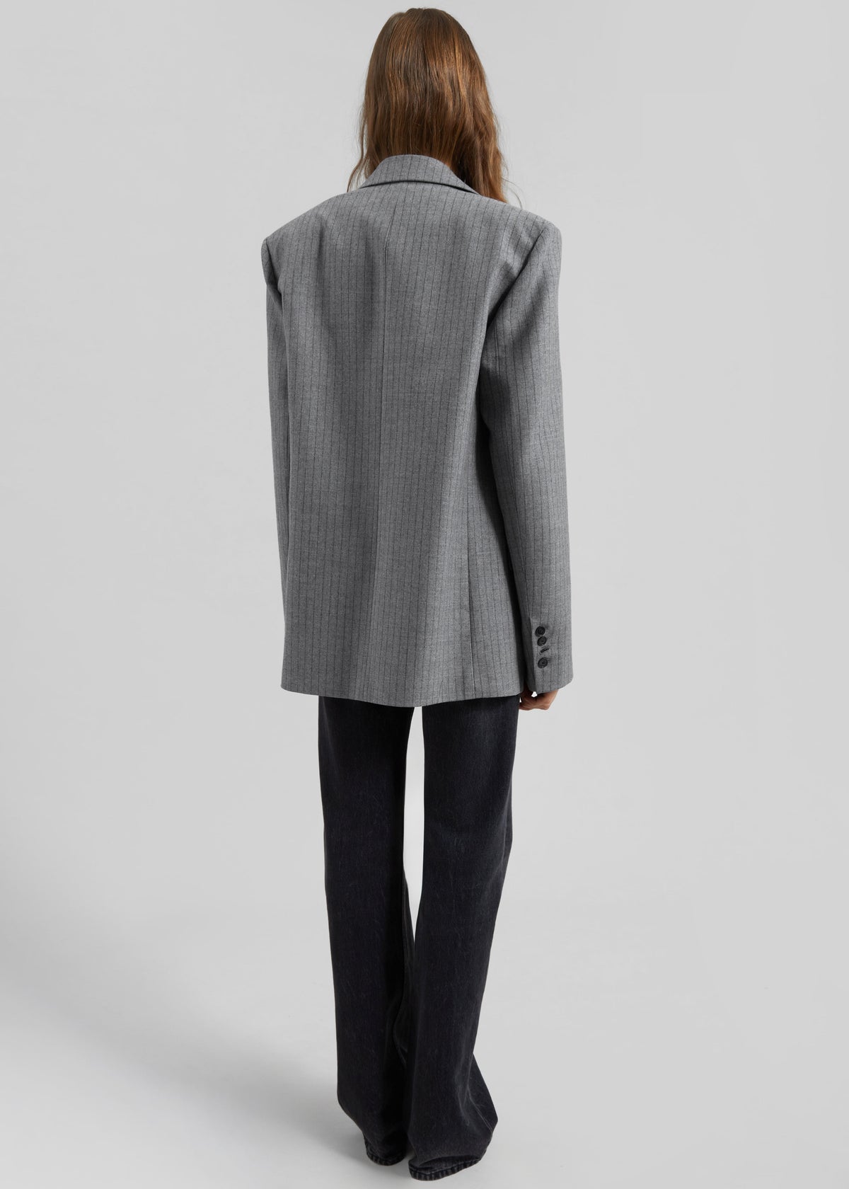 Newark Pinstripe Double Breasted Blazer - Grey/Brown - 11