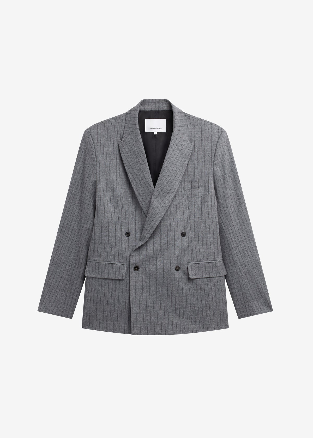 Newark Pinstripe Double Breasted Blazer - Grey/Brown - 12