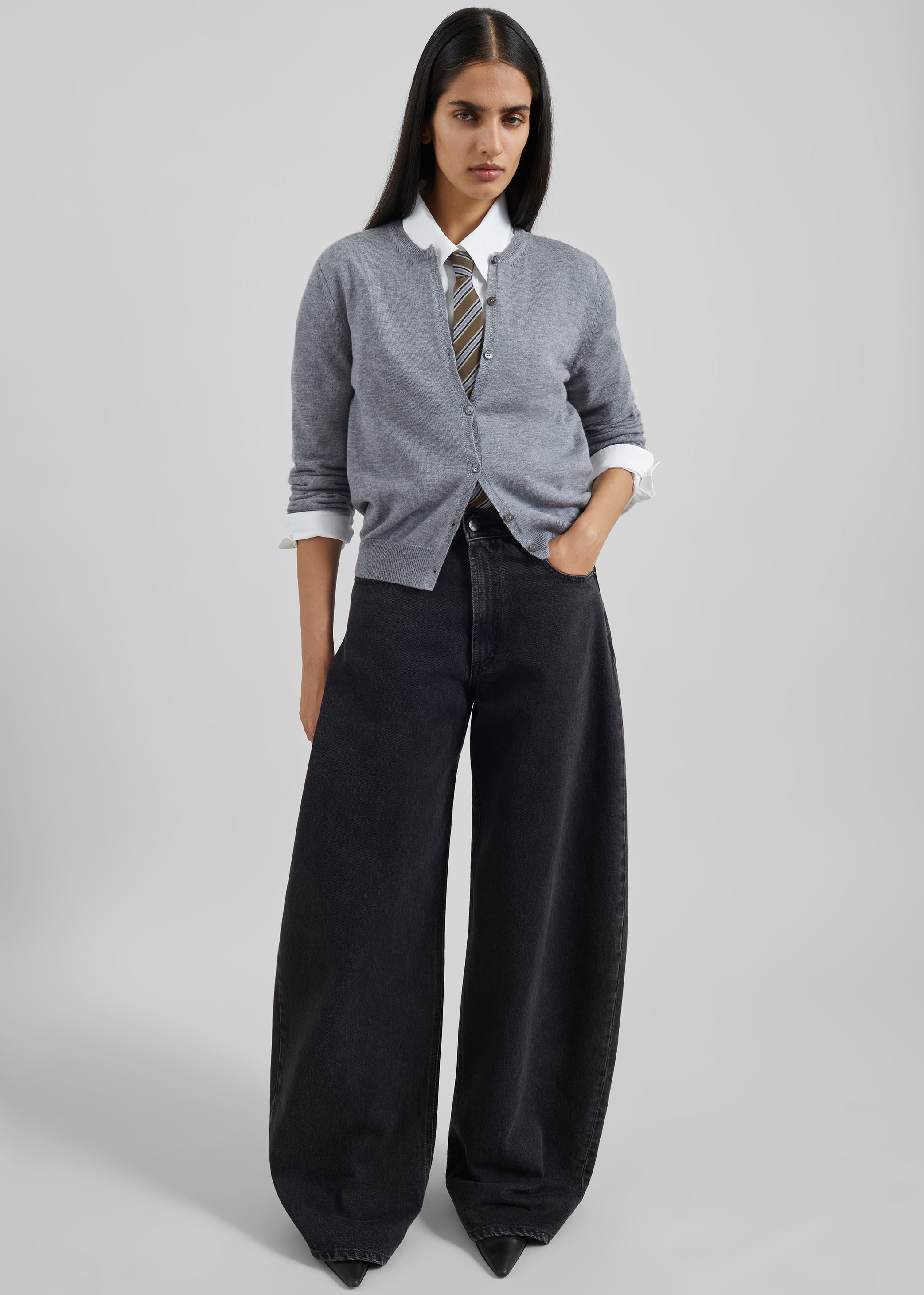 Shop the look image for Nick Barrel Leg Jeans - Black Wash