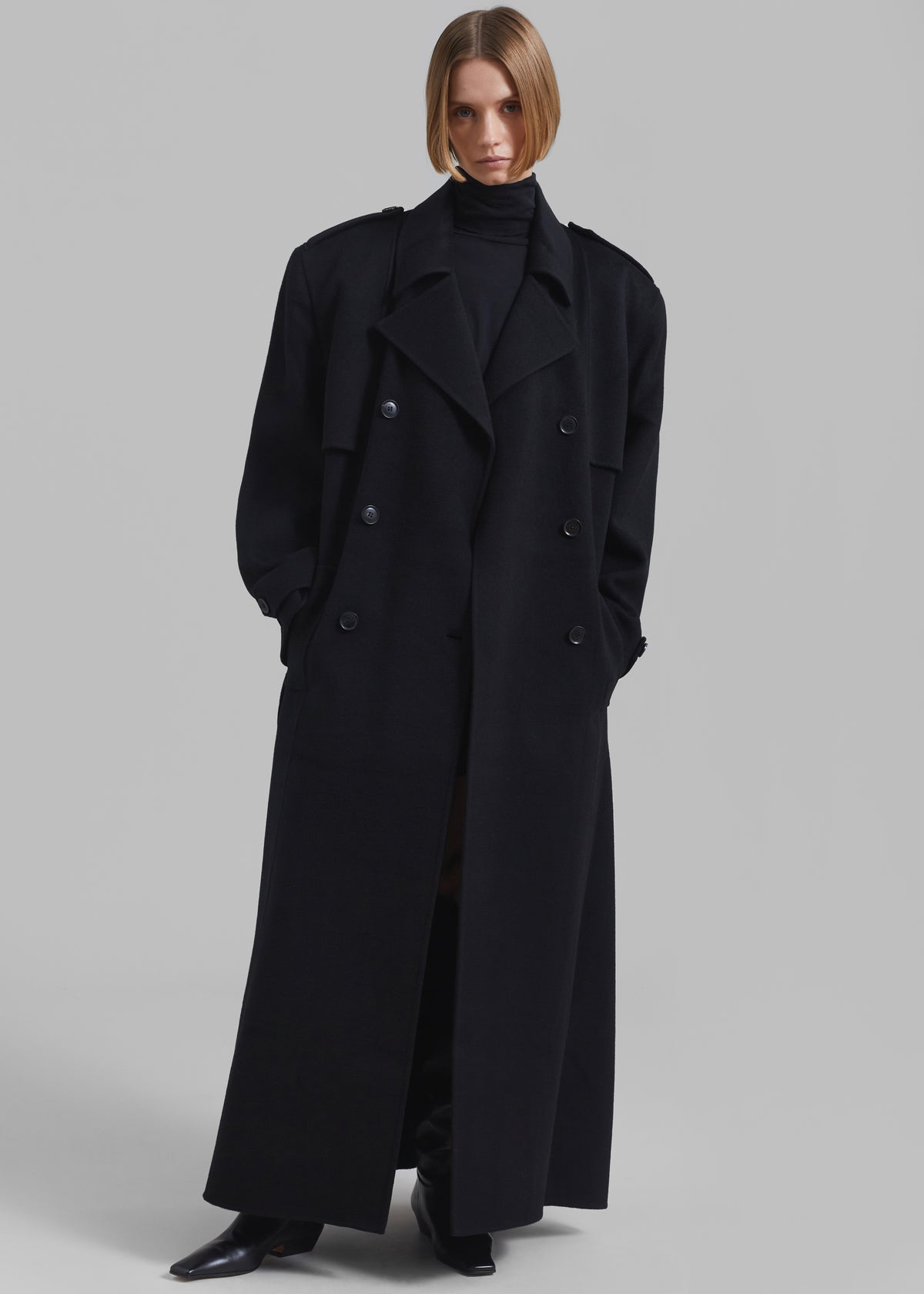 Nikola Padded Trench Coat - Black - 4