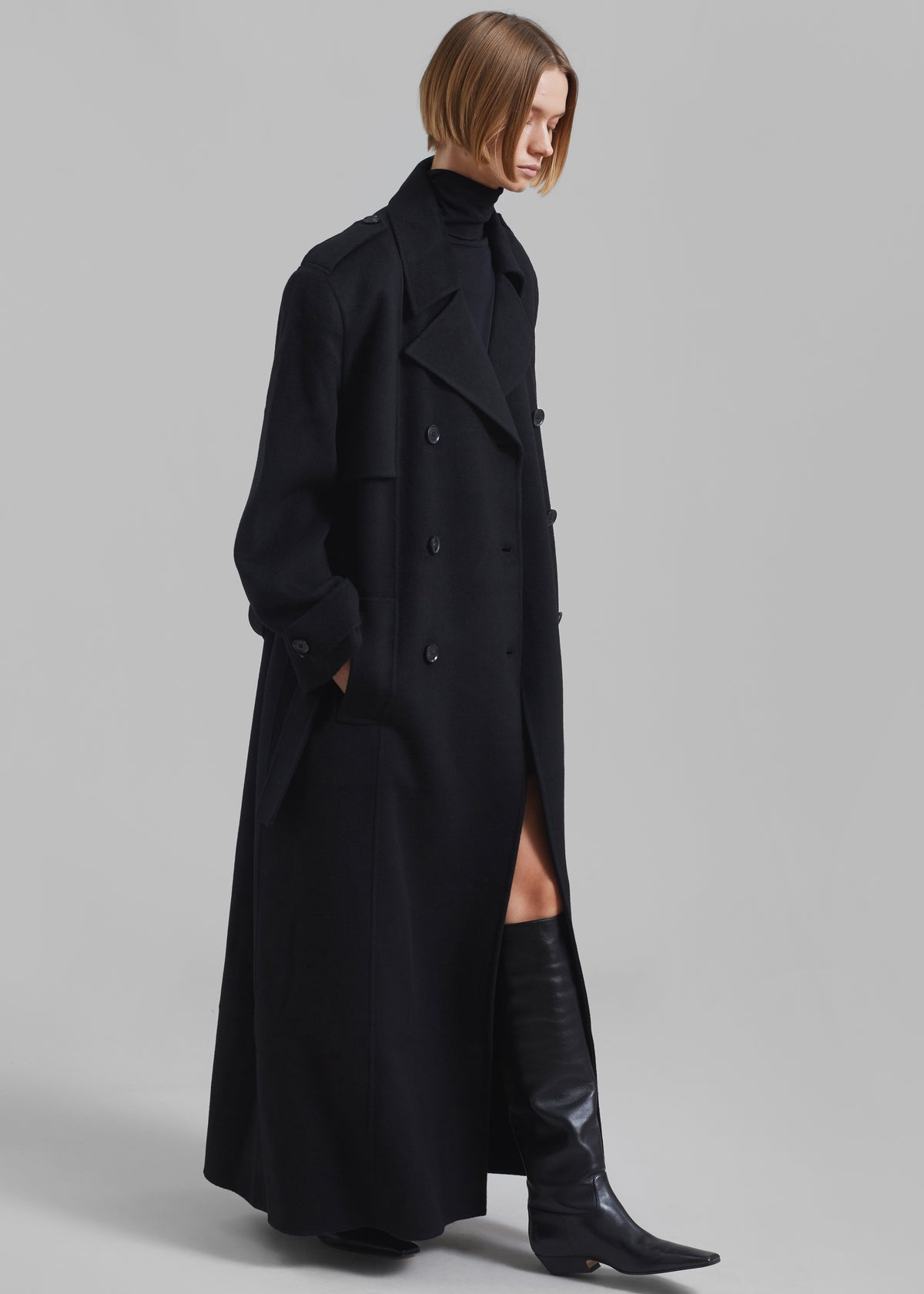 Nikola Padded Trench Coat - Black - 2
