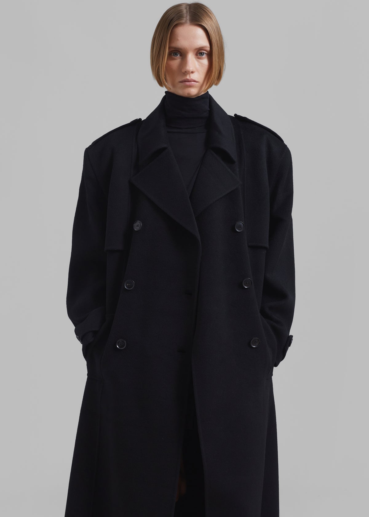 Nikola Padded Trench Coat - Black - 7