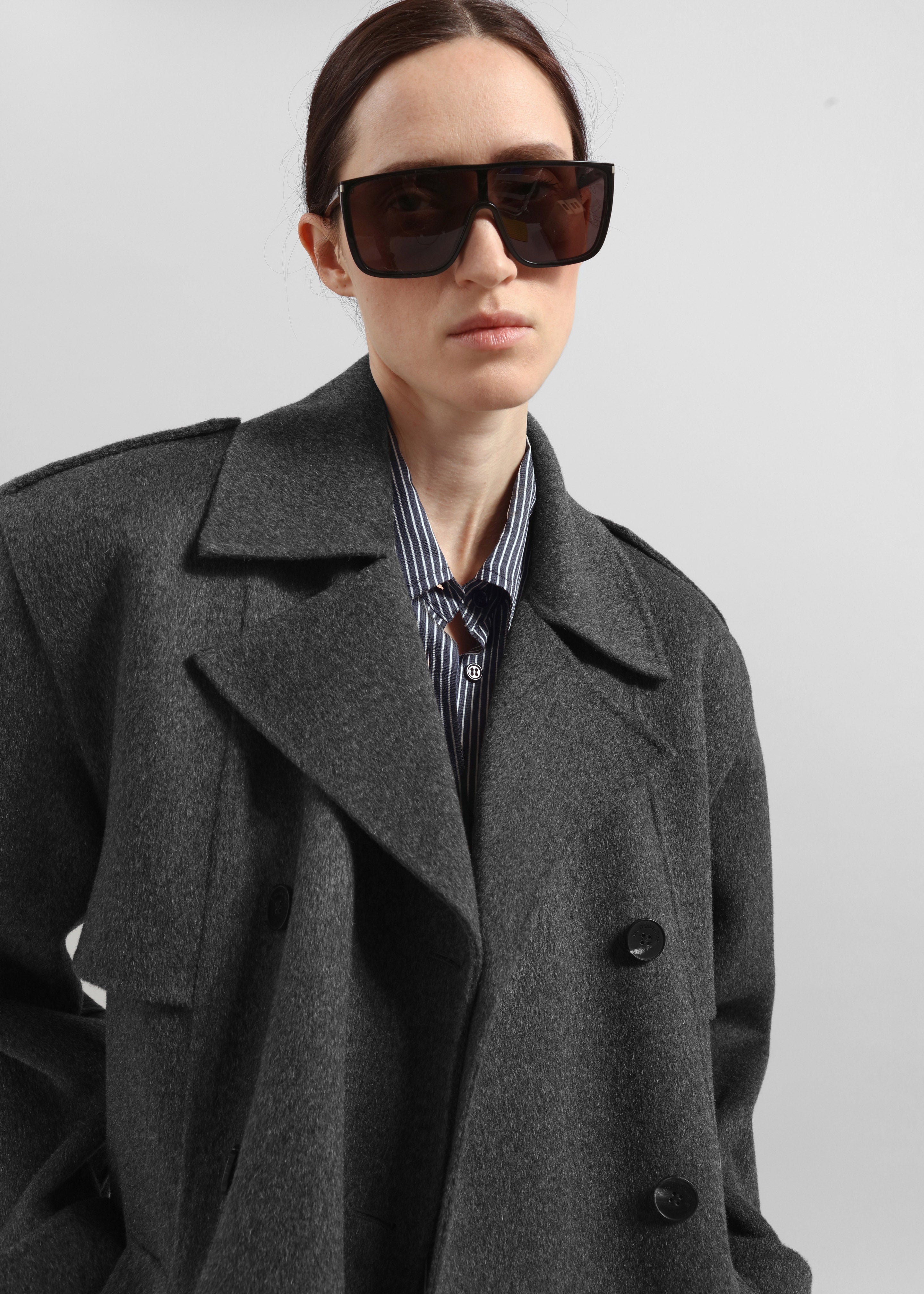 Nikola Padded Trench Coat - Dark Grey Melange - 5