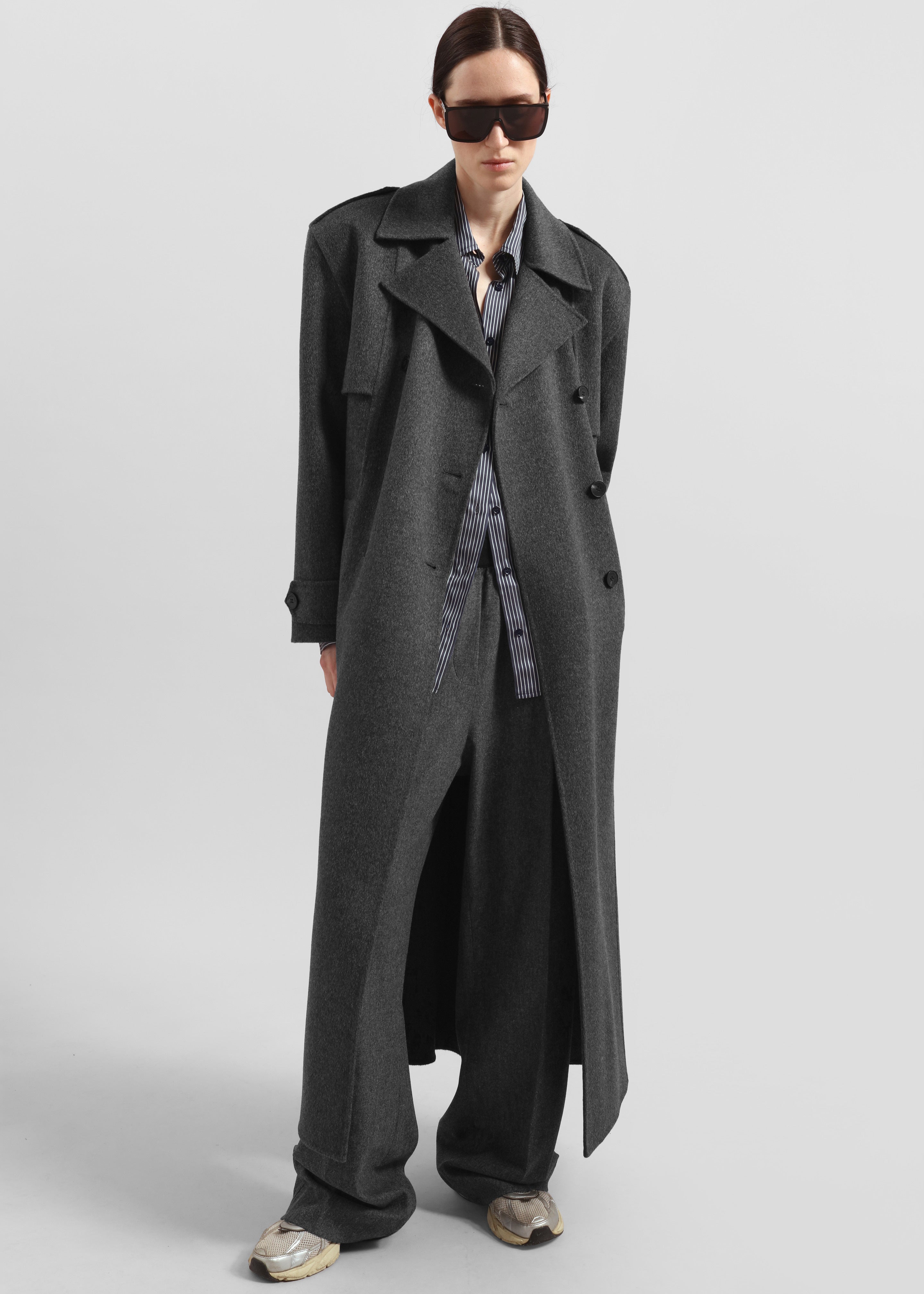 Nikola Padded Trench Coat - Dark Grey Melange - 3