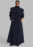 Nikola Padded Trench Coat - Navy