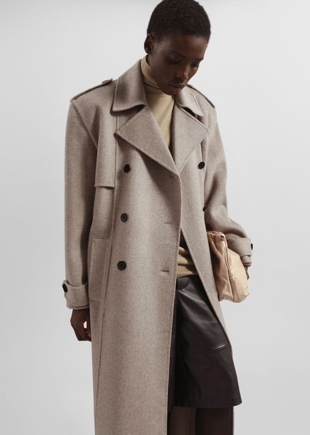 Nikola Padded Trench Coat - Taupe Melange - 4