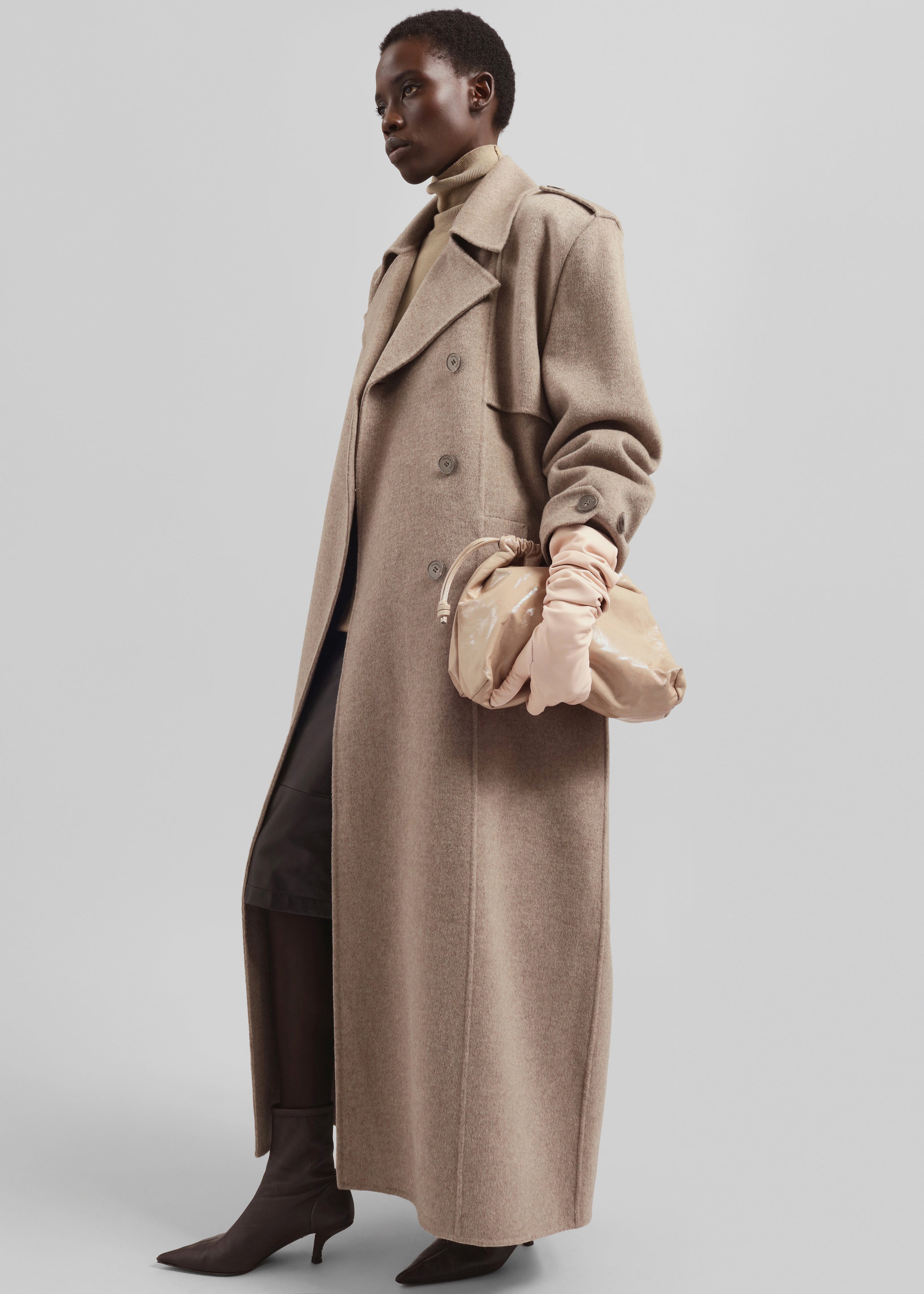 Nikola Padded Trench Coat - Taupe Melange – The Frankie Shop