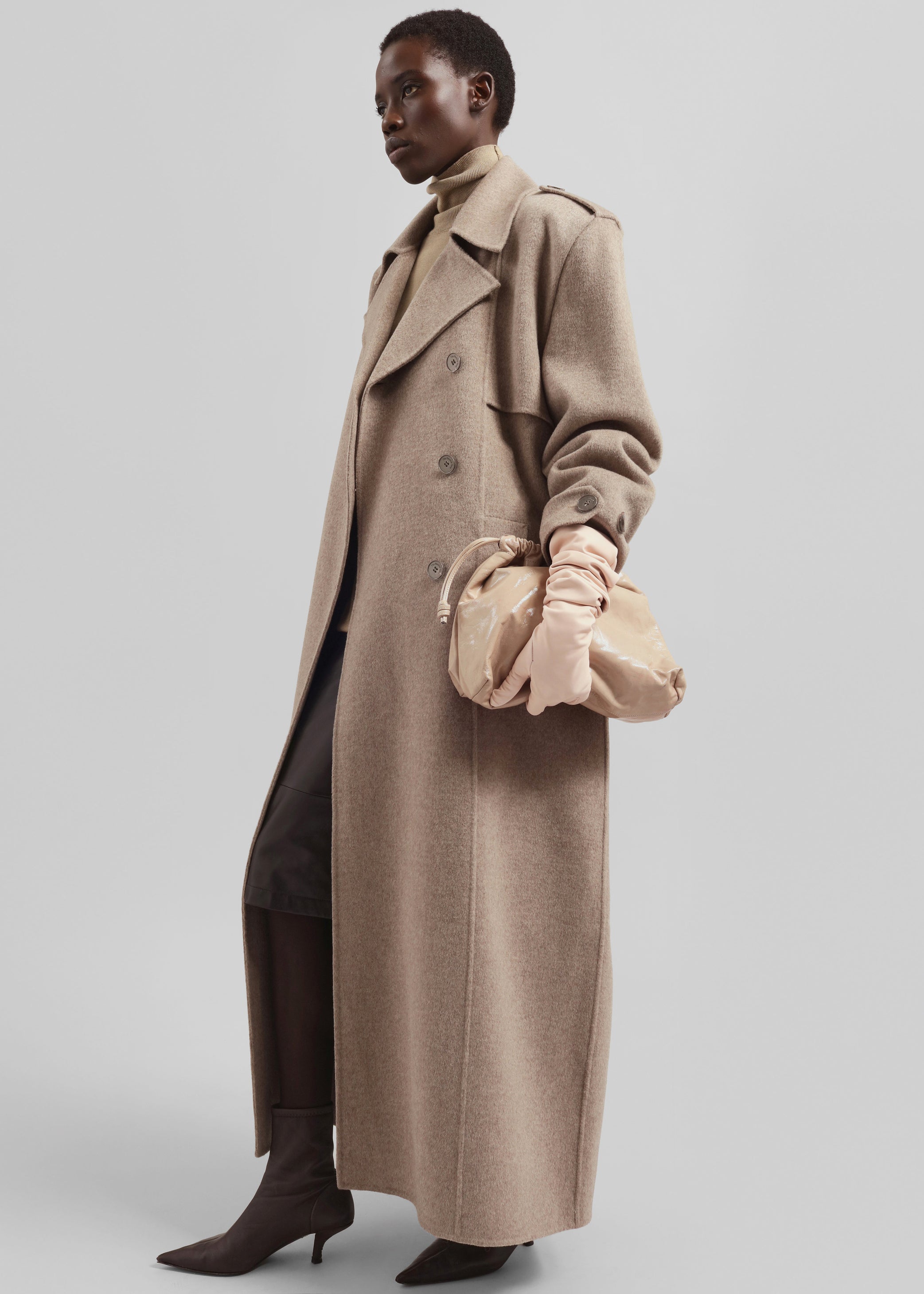 Shop the look image for Nikola Padded Trench Coat - Taupe Melange