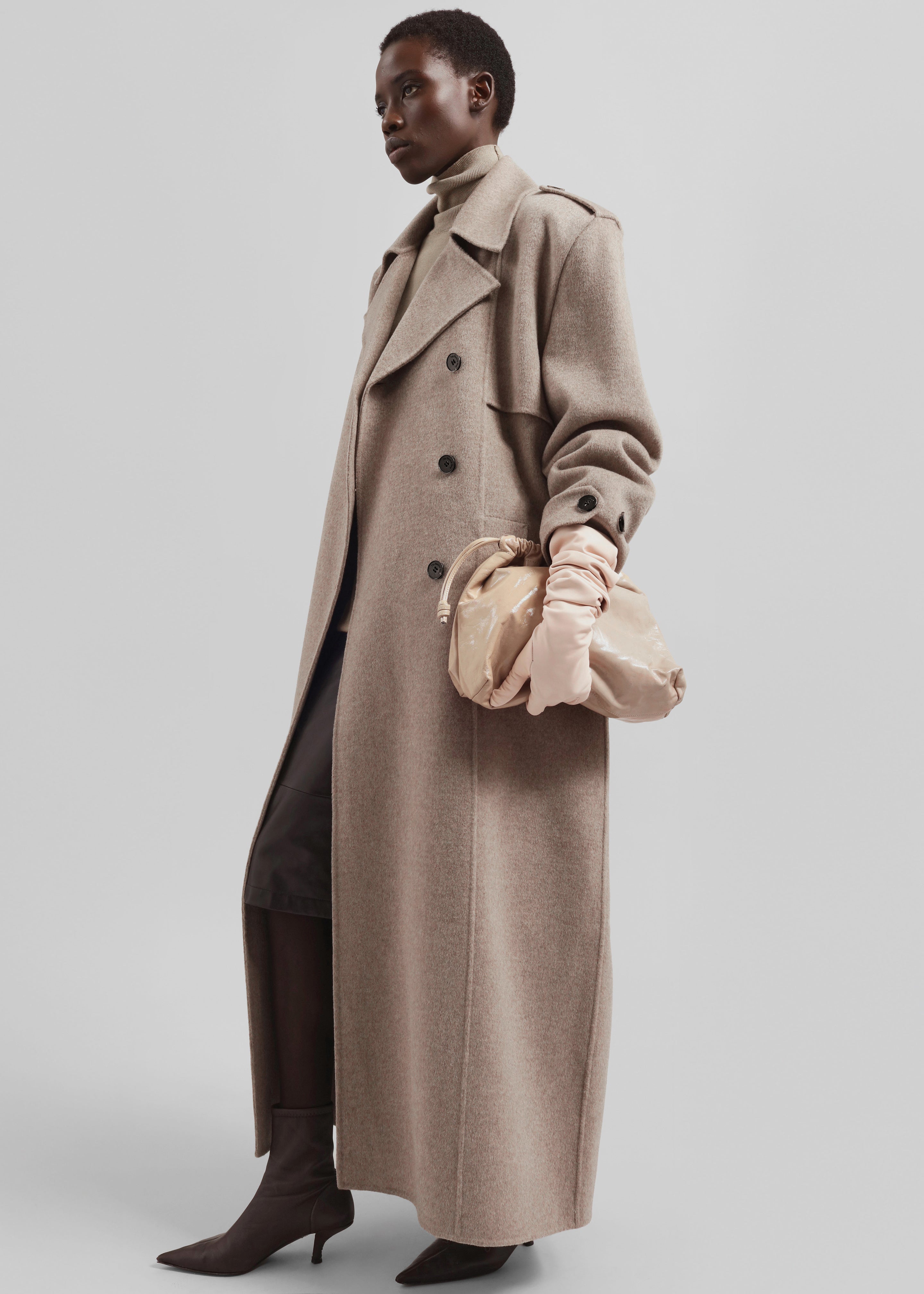 Nikola Padded Trench Coat - Taupe Melange – The Frankie Shop