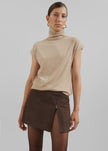 Nile Turtleneck Top - Beige