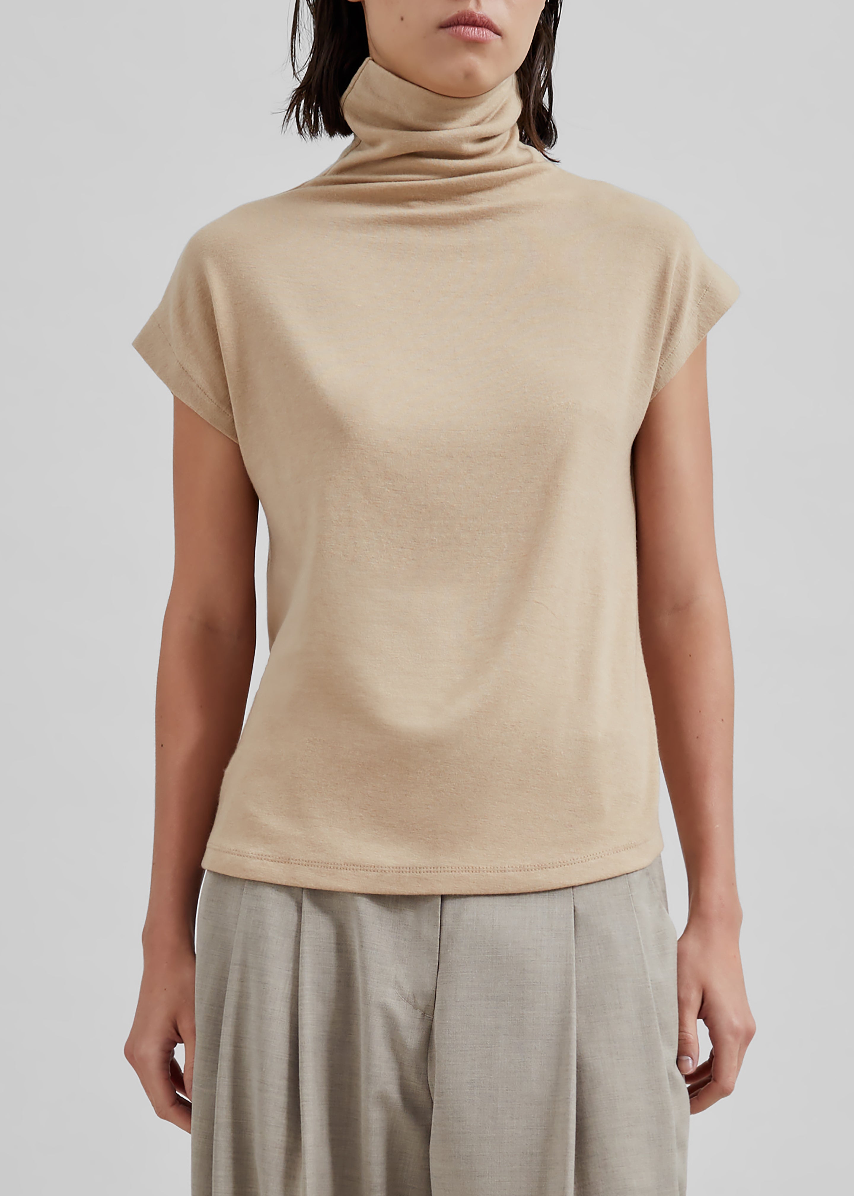 Nile Turtleneck Top - Beige - 5